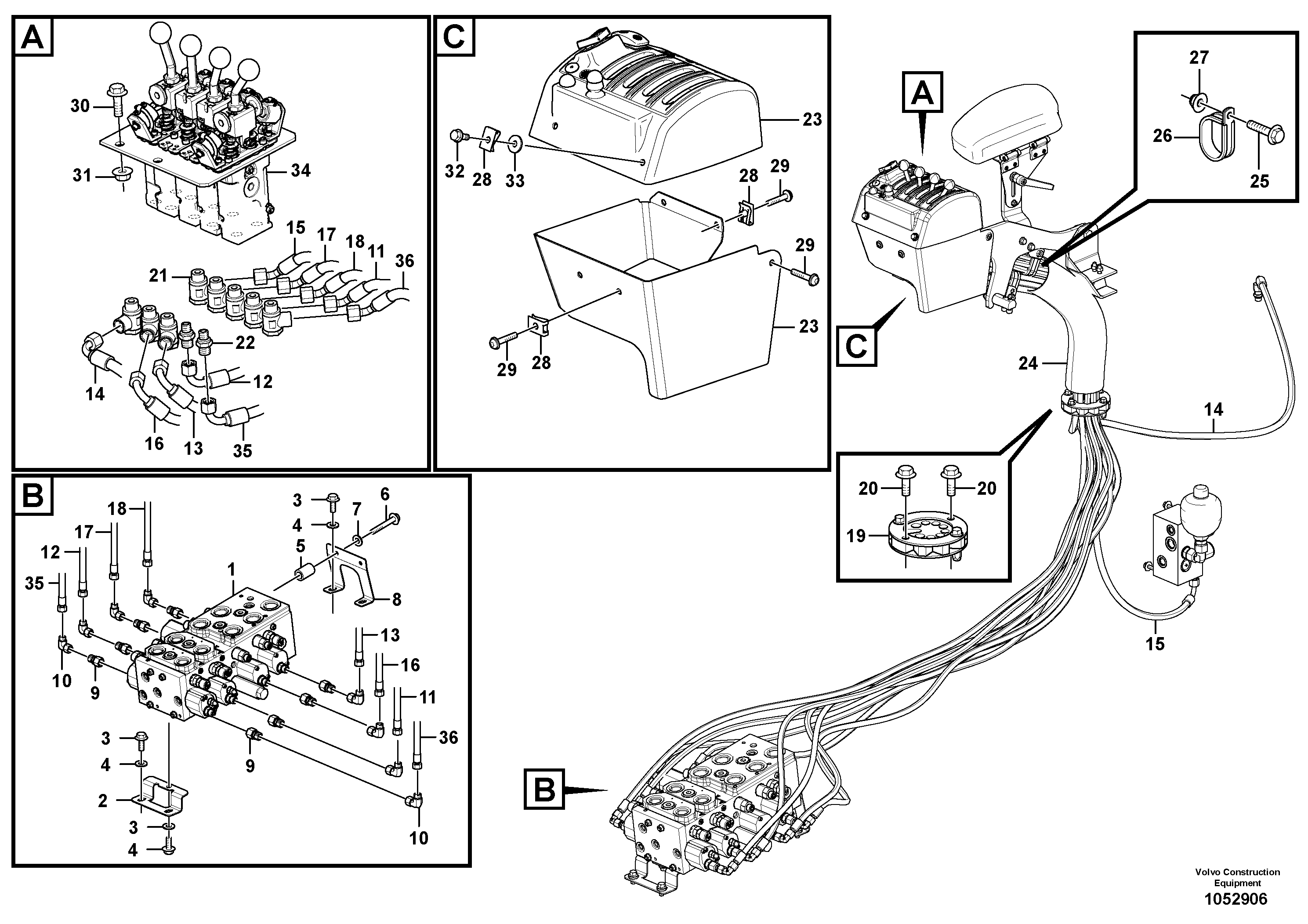 Схема запчастей Volvo L45F - 82024 Control lines L45F