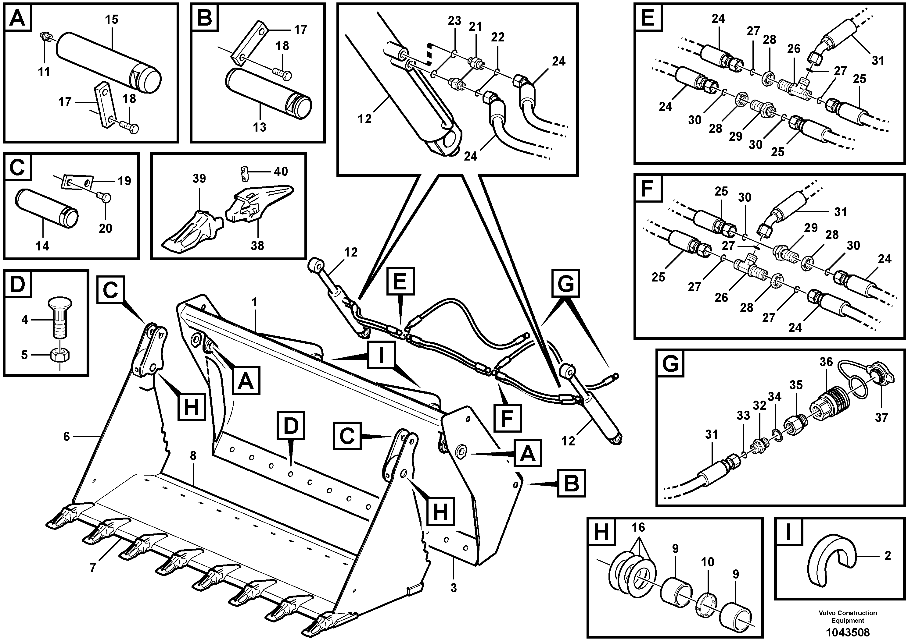 Схема запчастей Volvo L45F - 103632 Multi-purpose bucket L45F