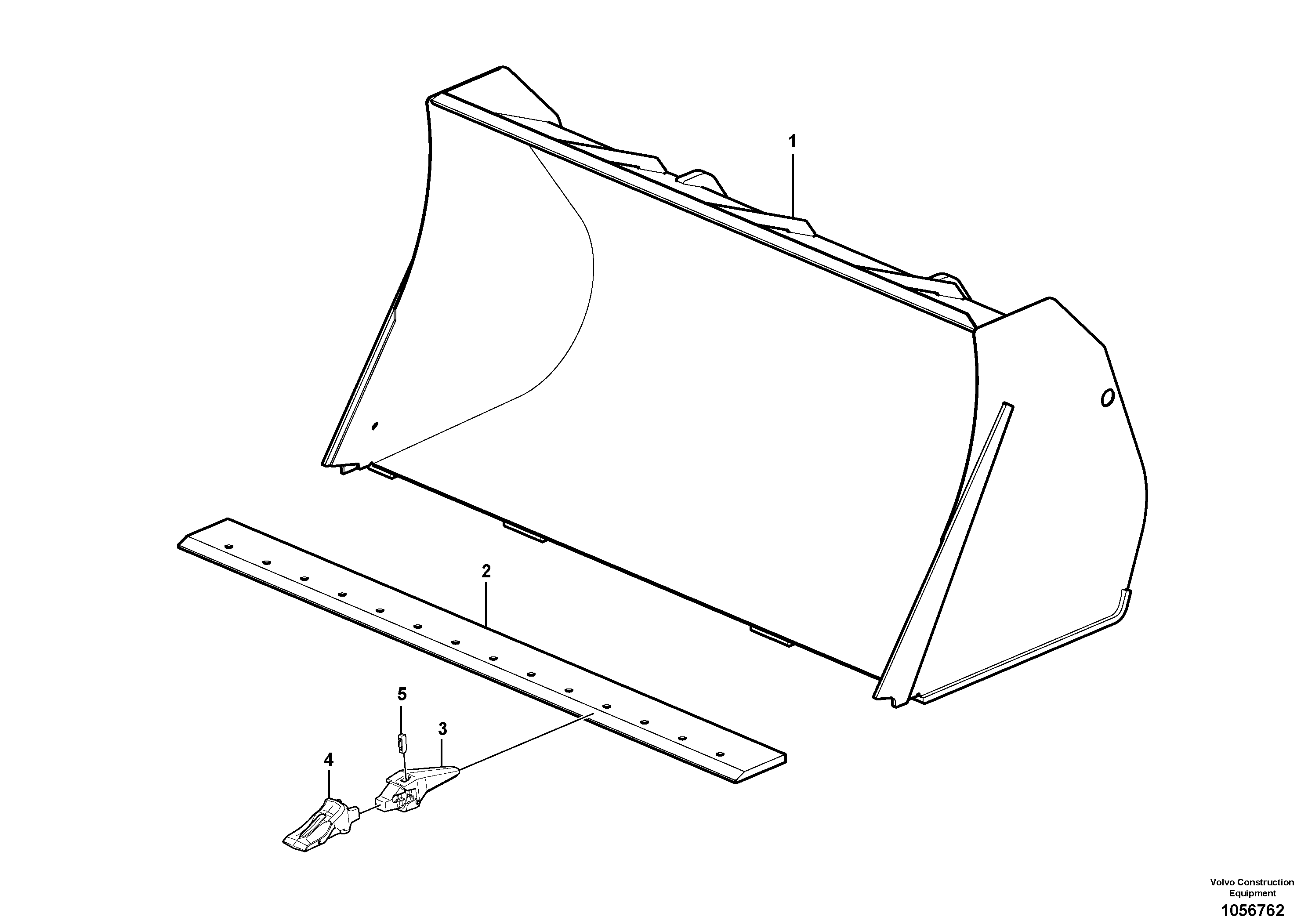 Схема запчастей Volvo L45F - 100416 Bucket, straight with teeth ATTACHMENTS ATT. COMPACT WHEEL LOADERS GEN. F