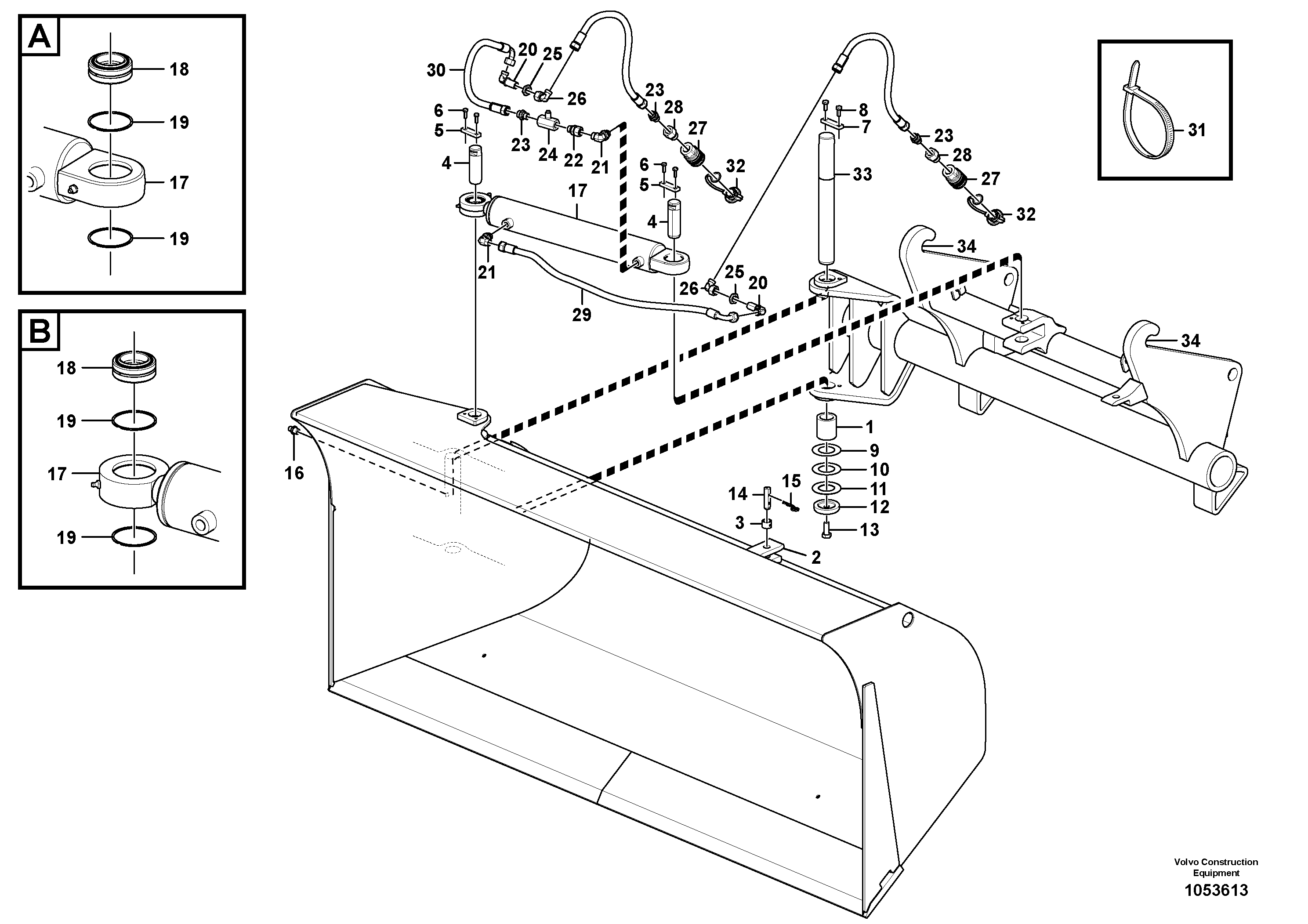 Схема запчастей Volvo L50F - 106512 Side tip bucket, TPV ATTACHMENTS ATT. COMPACT WHEEL LOADERS GEN. F