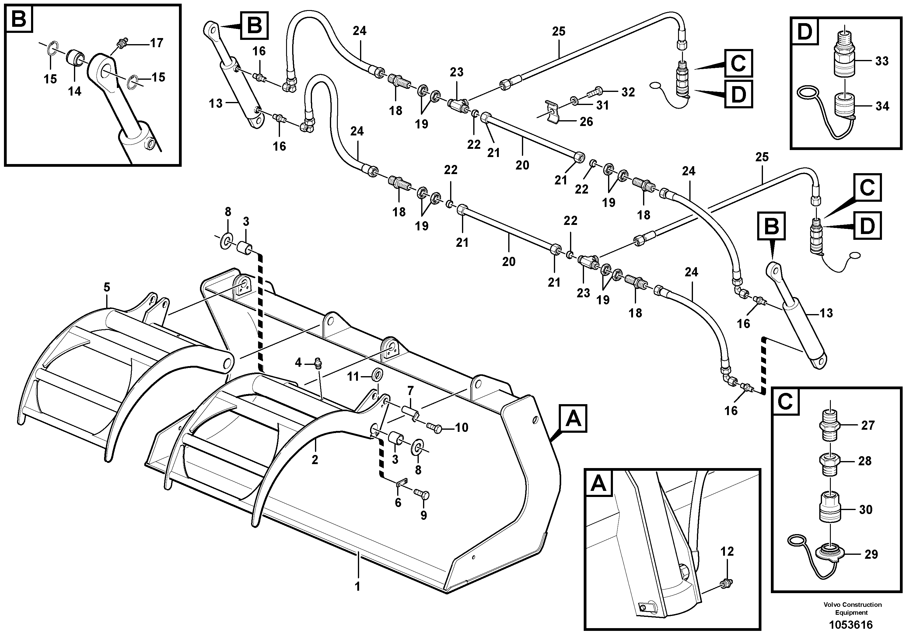 Схема запчастей Volvo L50F - 106705 Scrap bucket ATTACHMENTS ATT. COMPACT WHEEL LOADERS GEN. F