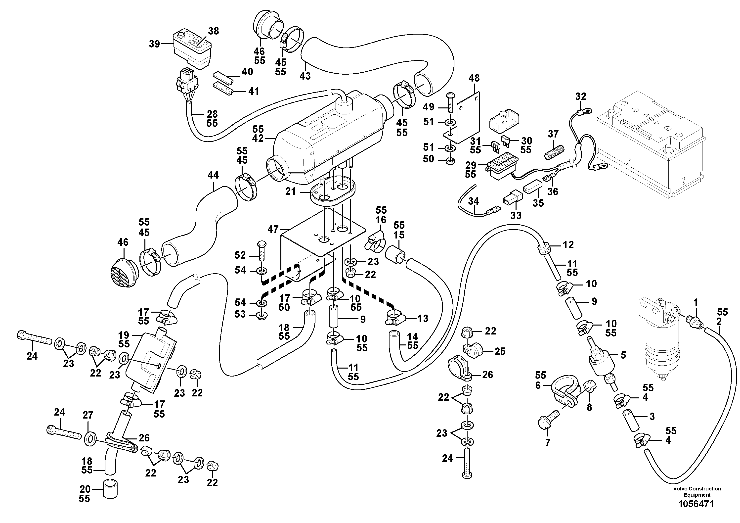 Схема запчастей Volvo L20F - 68634 Heater - Assembly, D2 L20F
