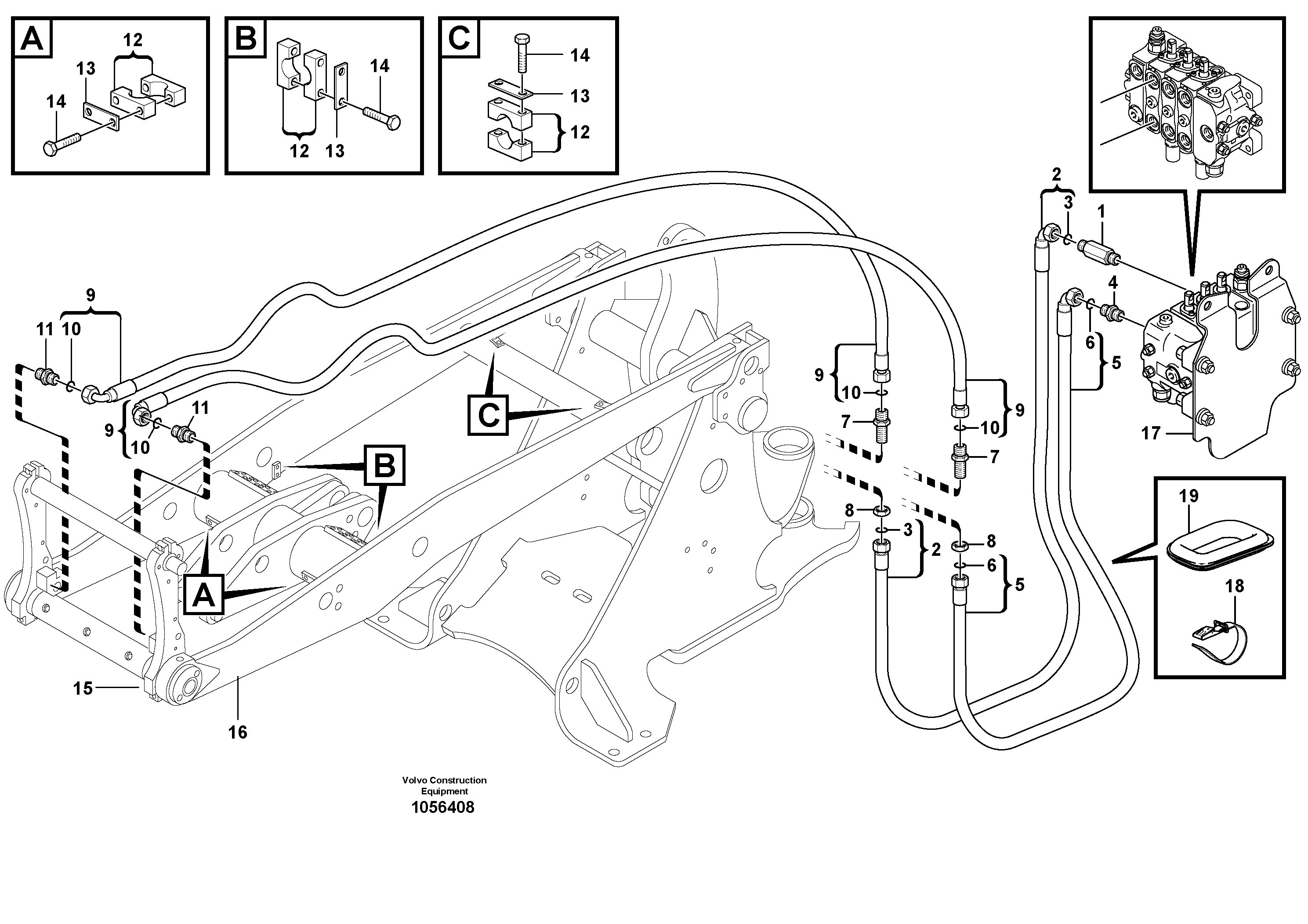 Схема запчастей Volvo L20F - 44681 Lines to attachment mounting plate L20F