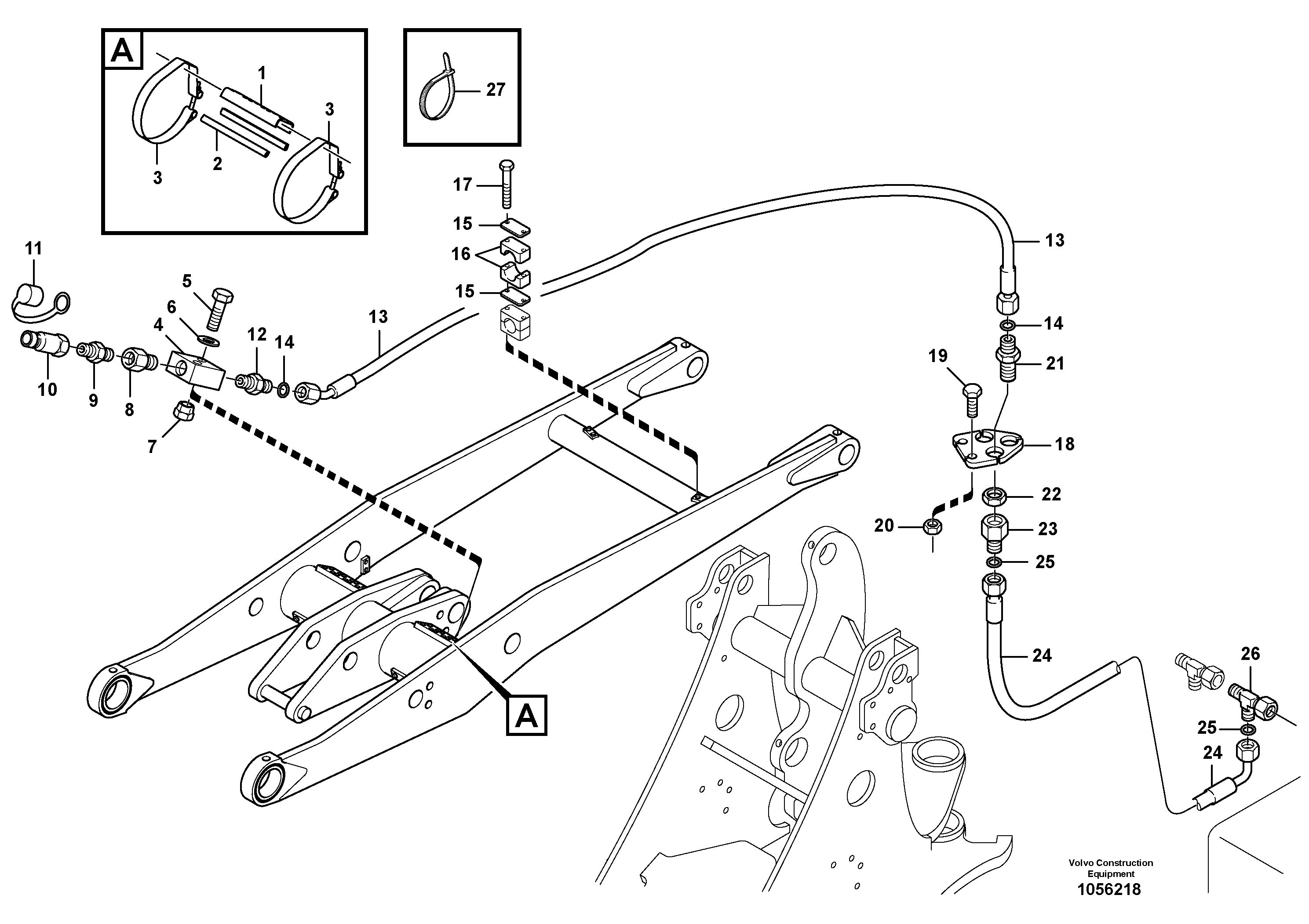 Схема запчастей Volvo L20F - 44699 Leakage line - Option L20F
