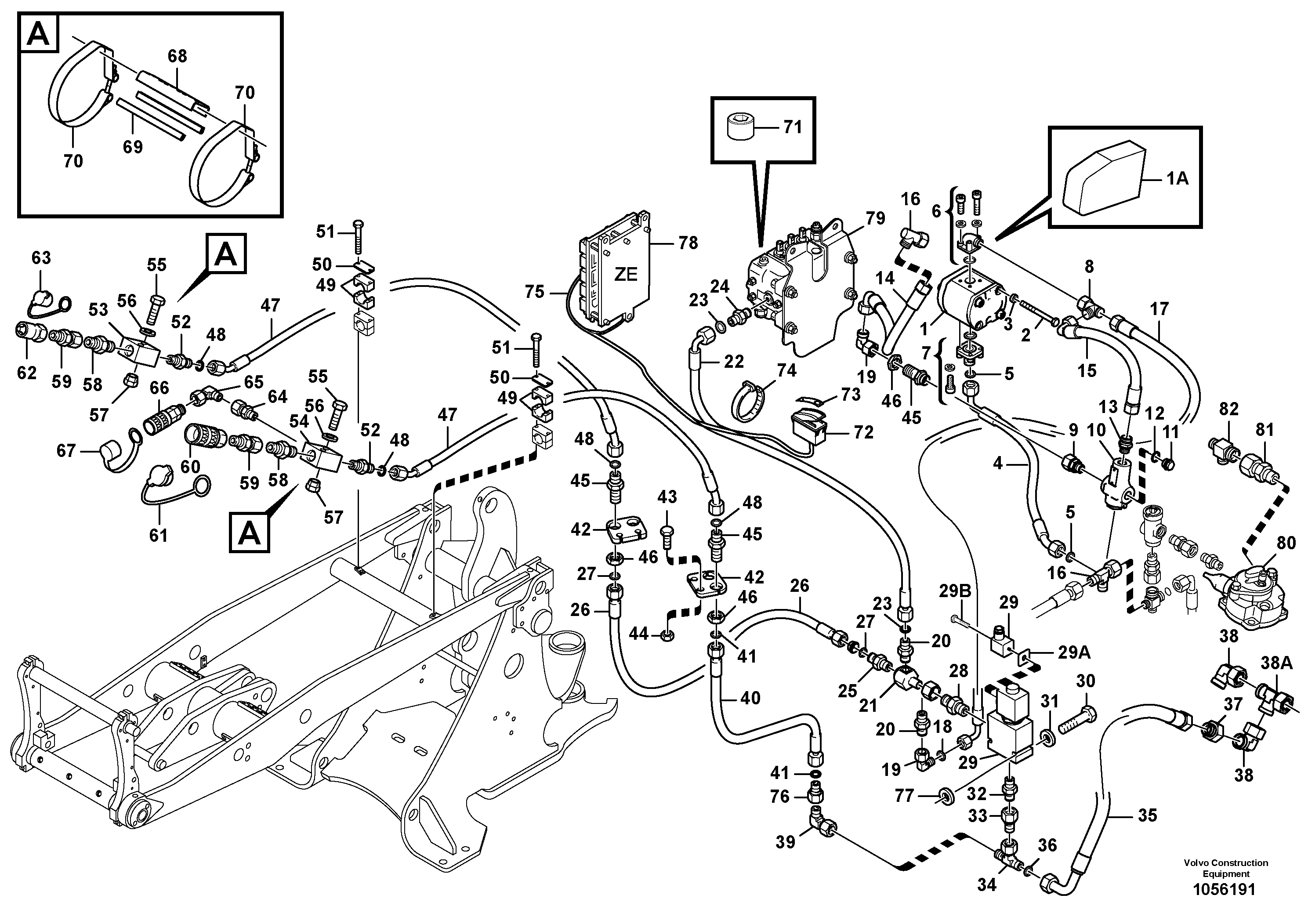 Схема запчастей Volvo L20F - 67152 Auxil. pump with lines L20F