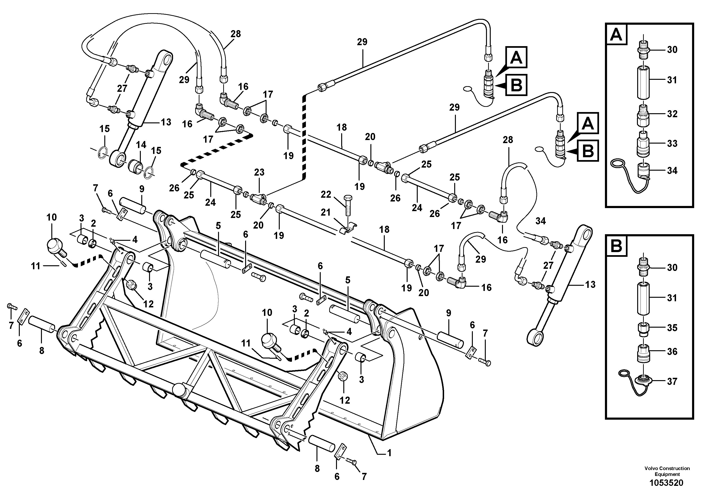 Схема запчастей Volvo L20F - 102644 Clamp bucket ATTACHMENTS ATT. COMPACT WHEEL LOADERS GEN. F