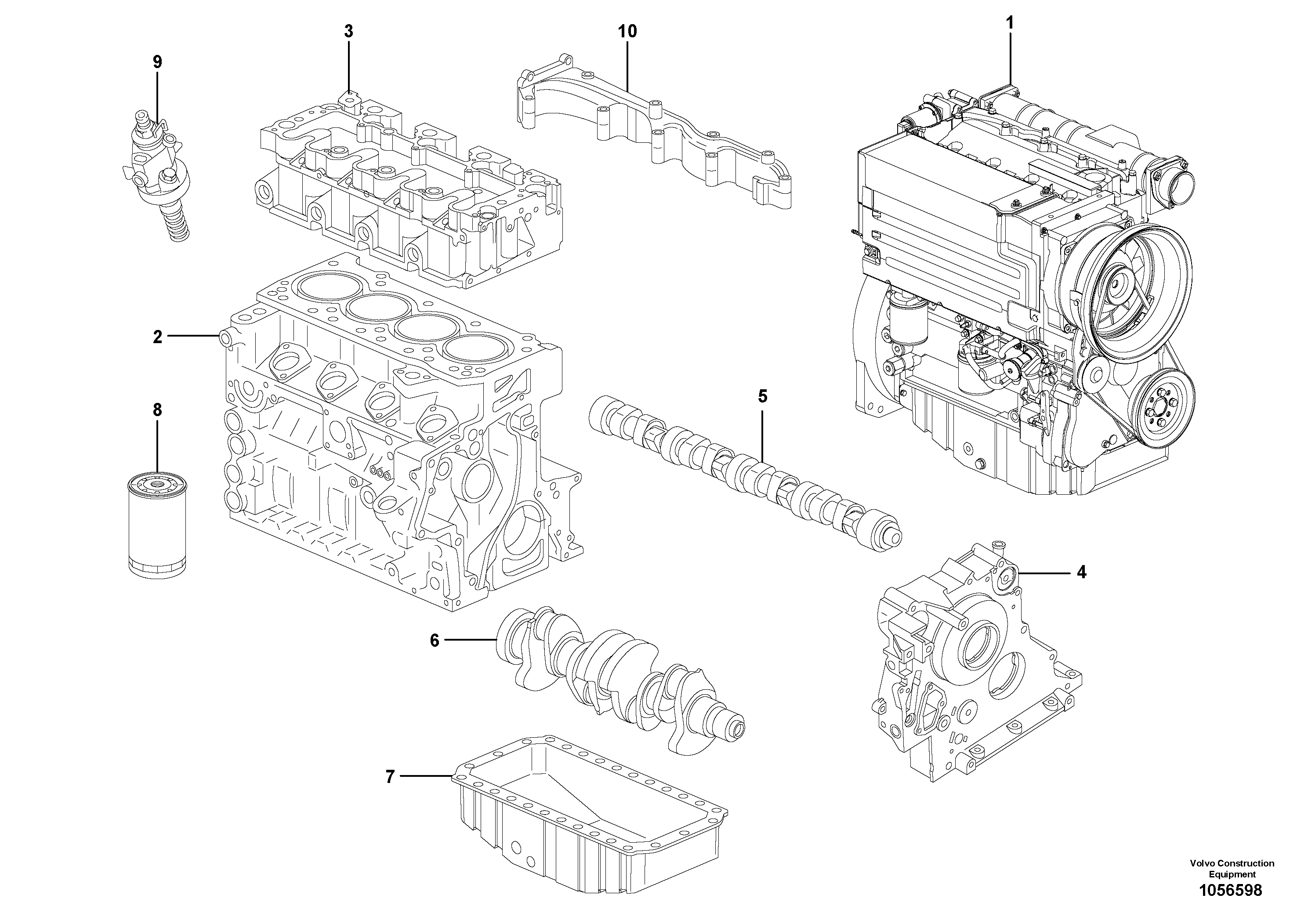Схема запчастей Volvo L20F - 62180 Двигатель в сборе L20F