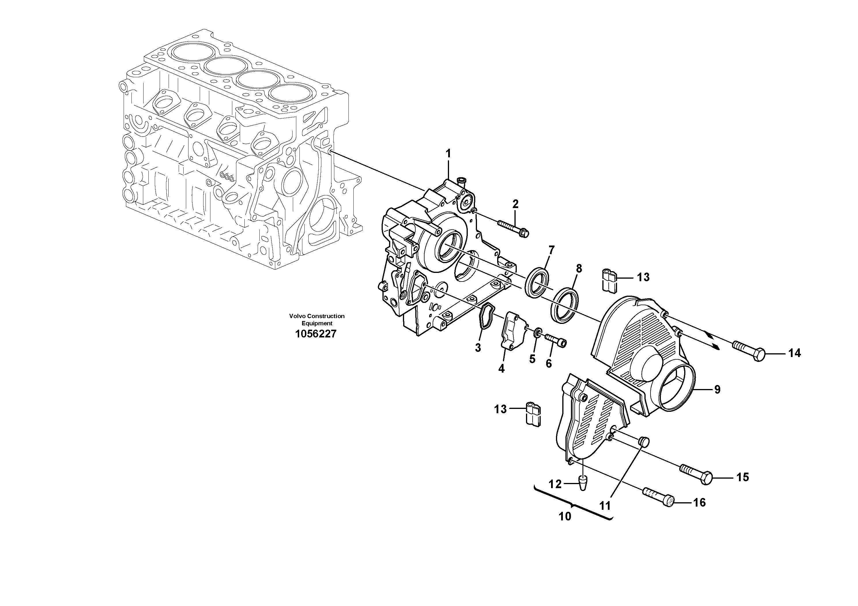 Схема запчастей Volvo L20F - 62199 Timing gear housing (front cover) L20F
