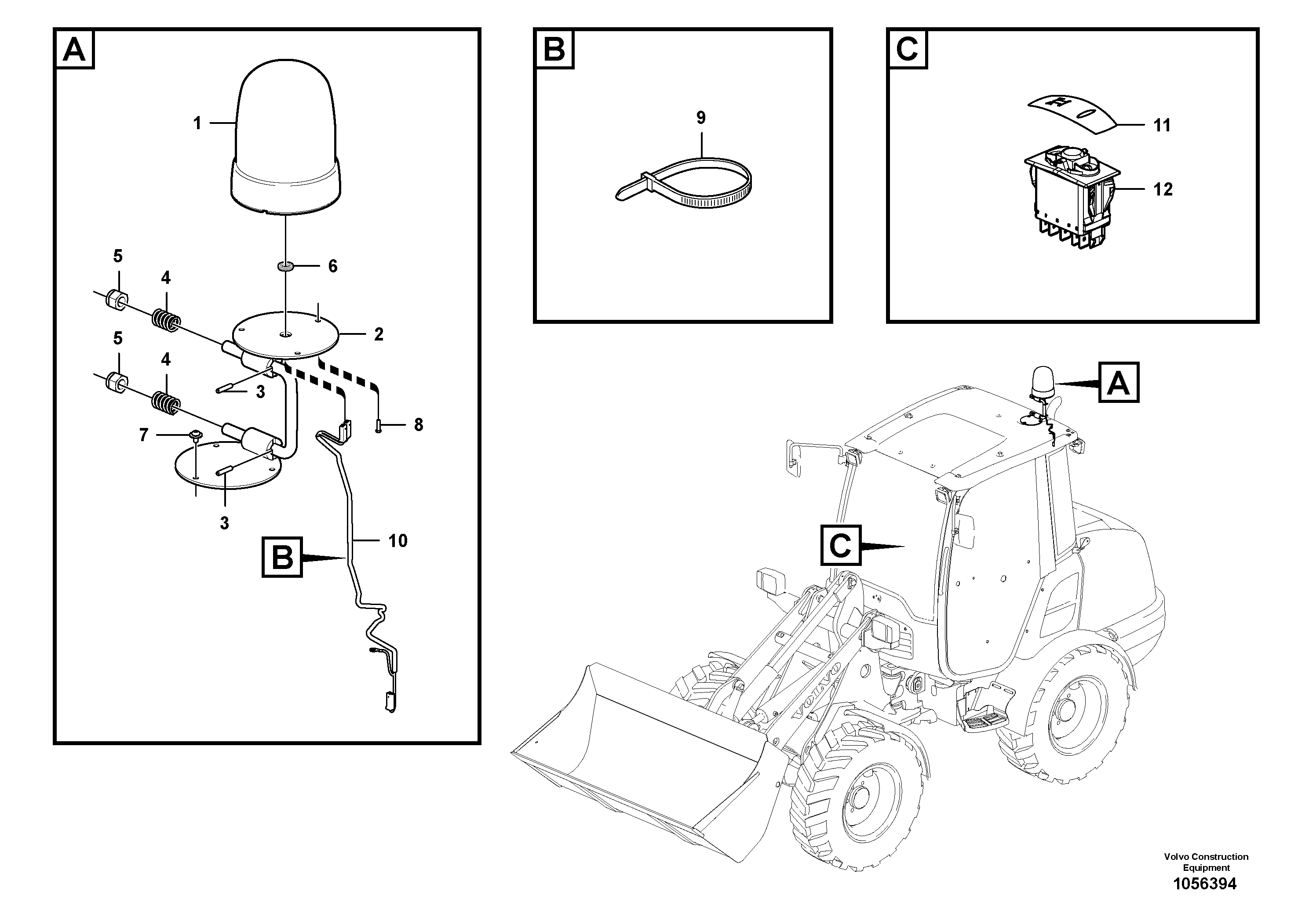 Схема запчастей Volvo L20F - 34167 Rotating beacon L20F