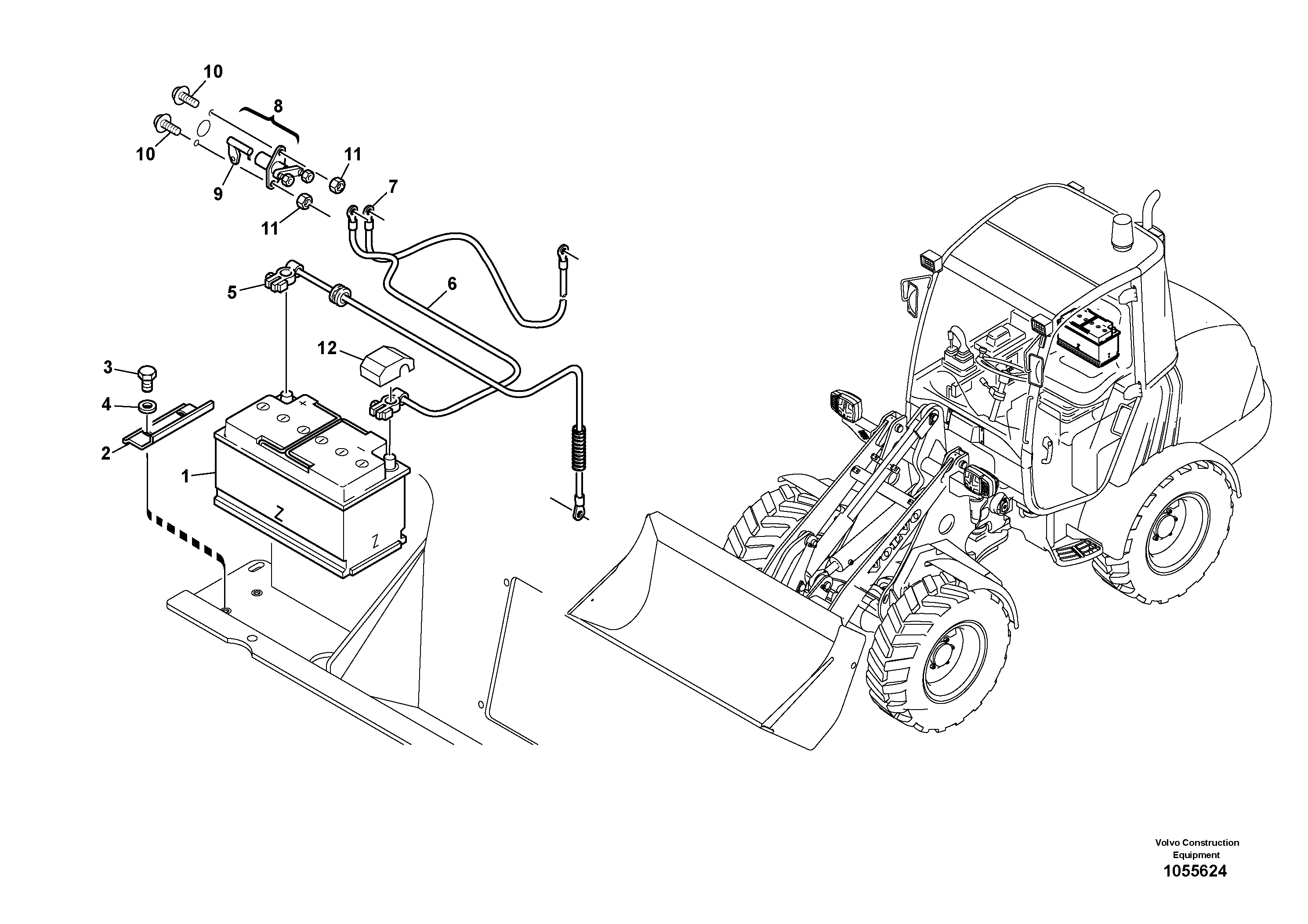 Схема запчастей Volvo L20F - 30053 Cables, battery L20F