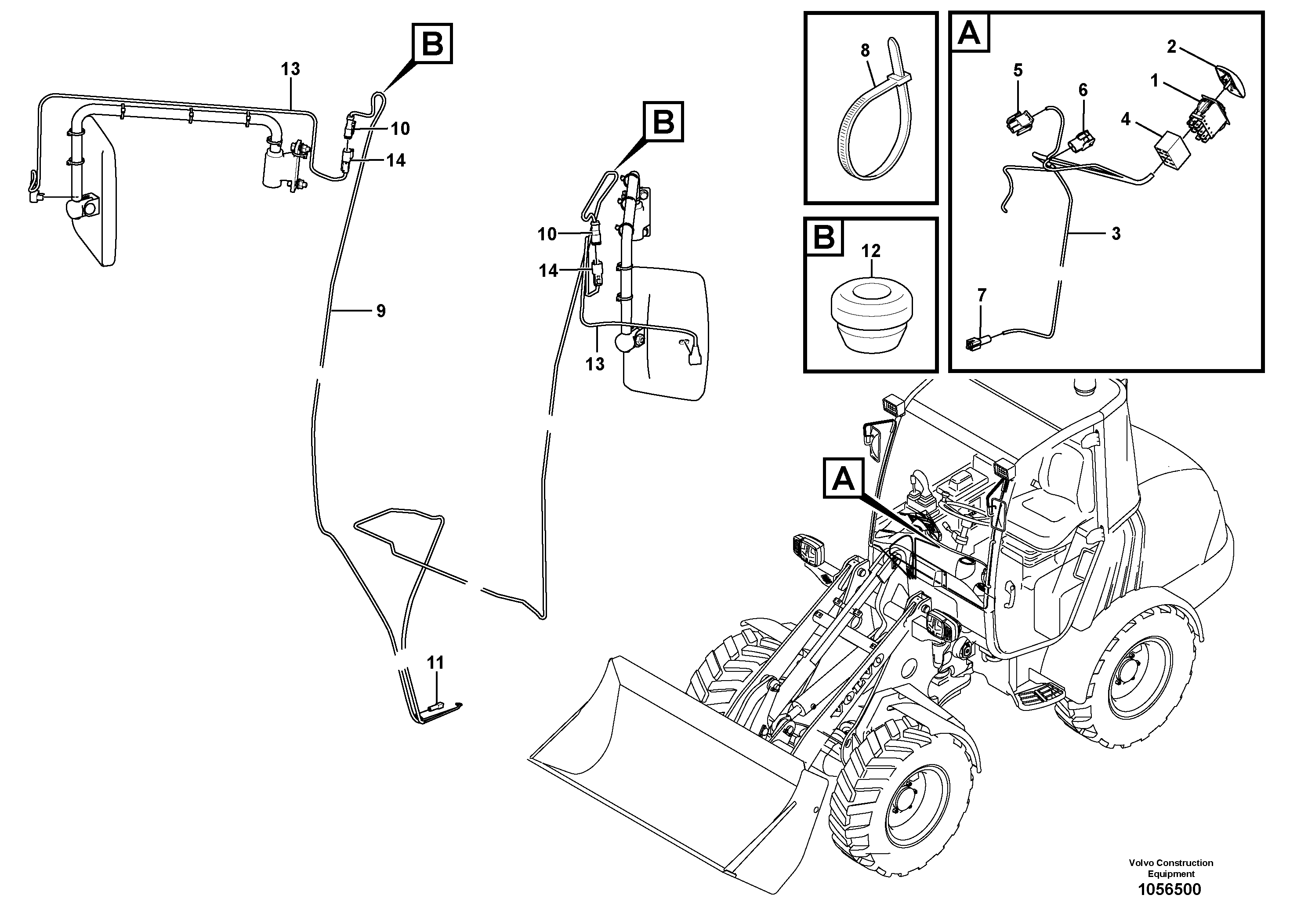 Схема запчастей Volvo L20F - 92004 Cable harness, electr. heated rear-view mirror L20F