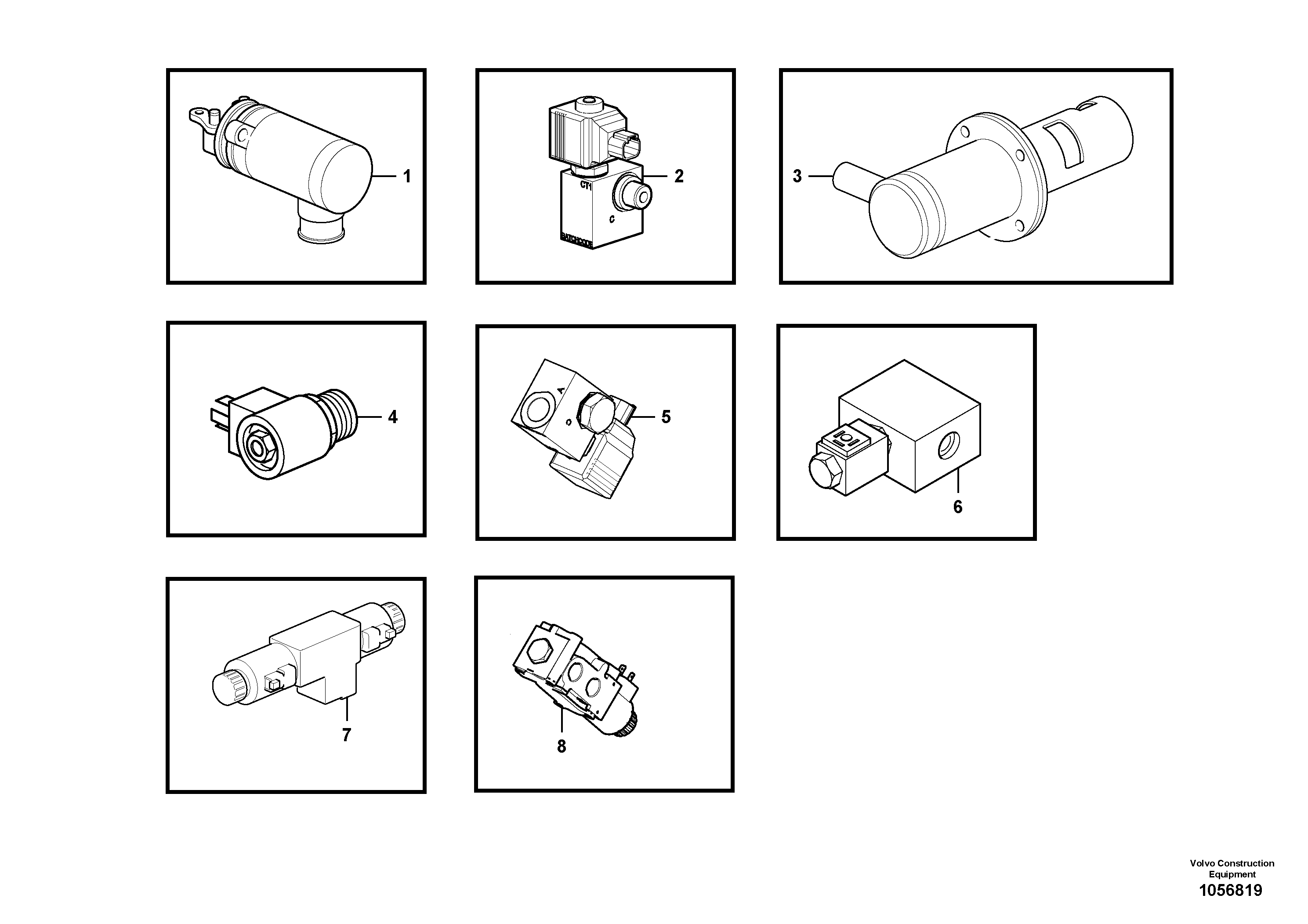 Схема запчастей Volvo L20F - 73733 Solenoid valves, reference list L20F