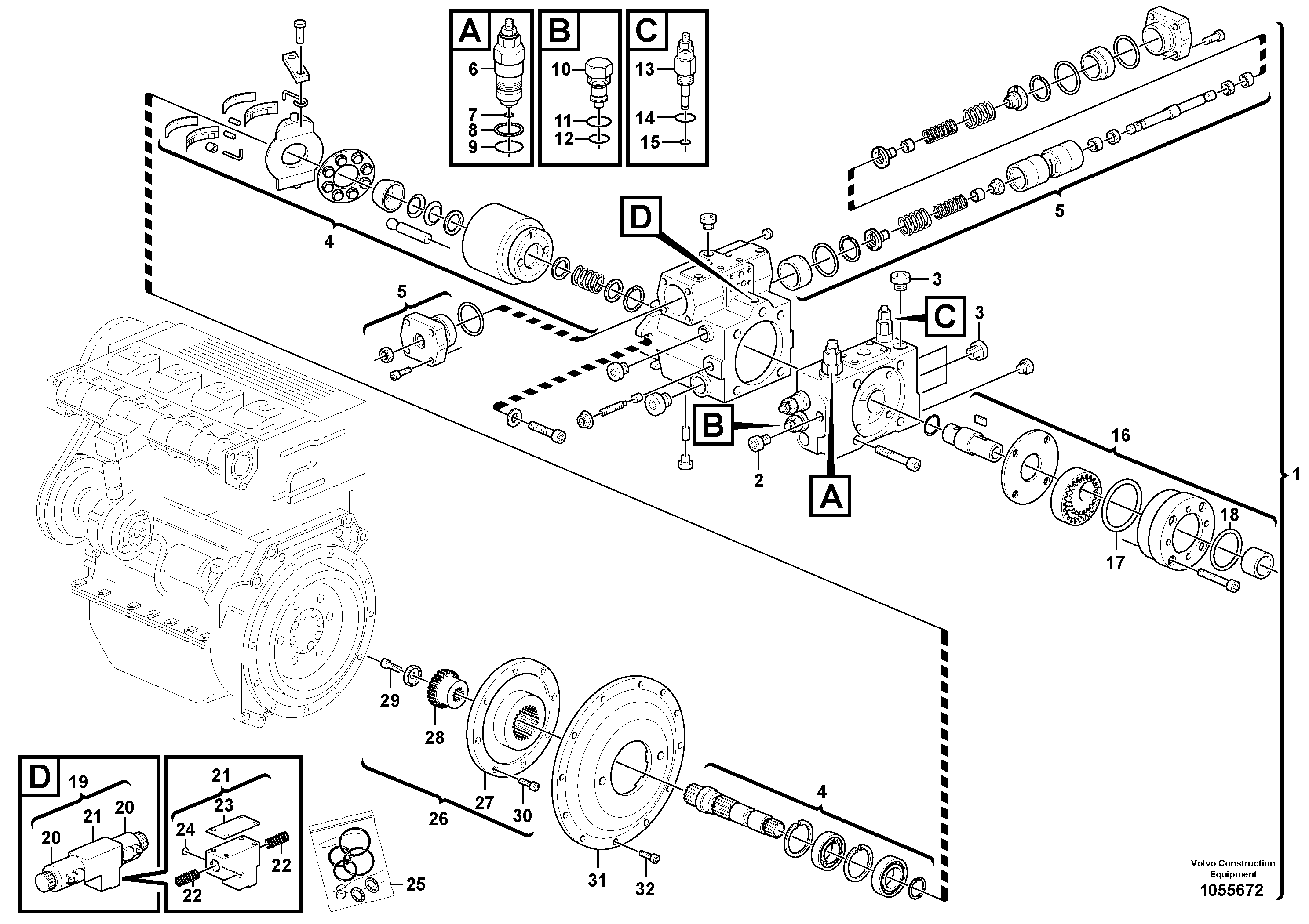 Схема запчастей Volvo L20F - 71351 Variable displacement pump L20F