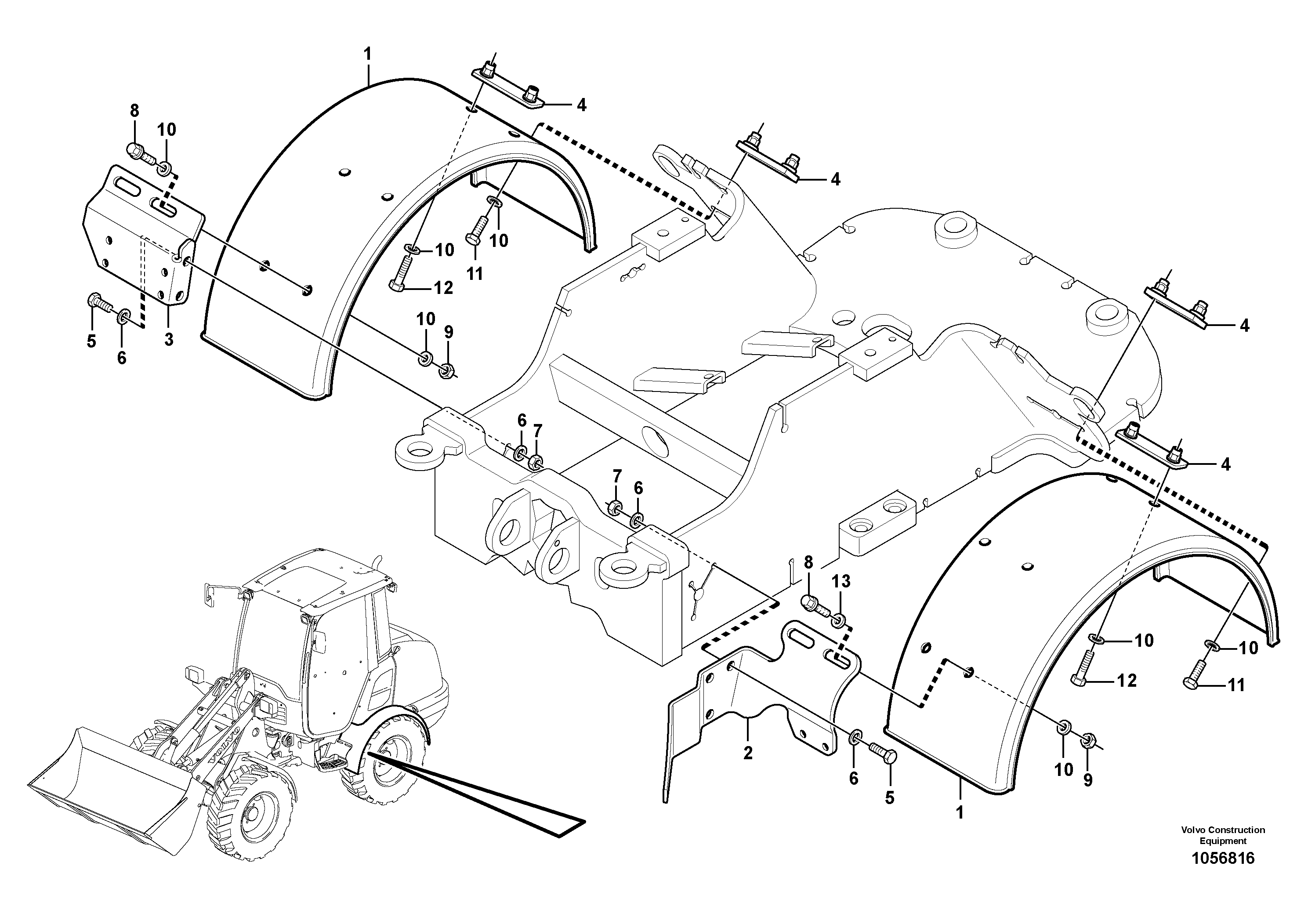 Схема запчастей Volvo L20F - 95423 Mudflap rear L20F