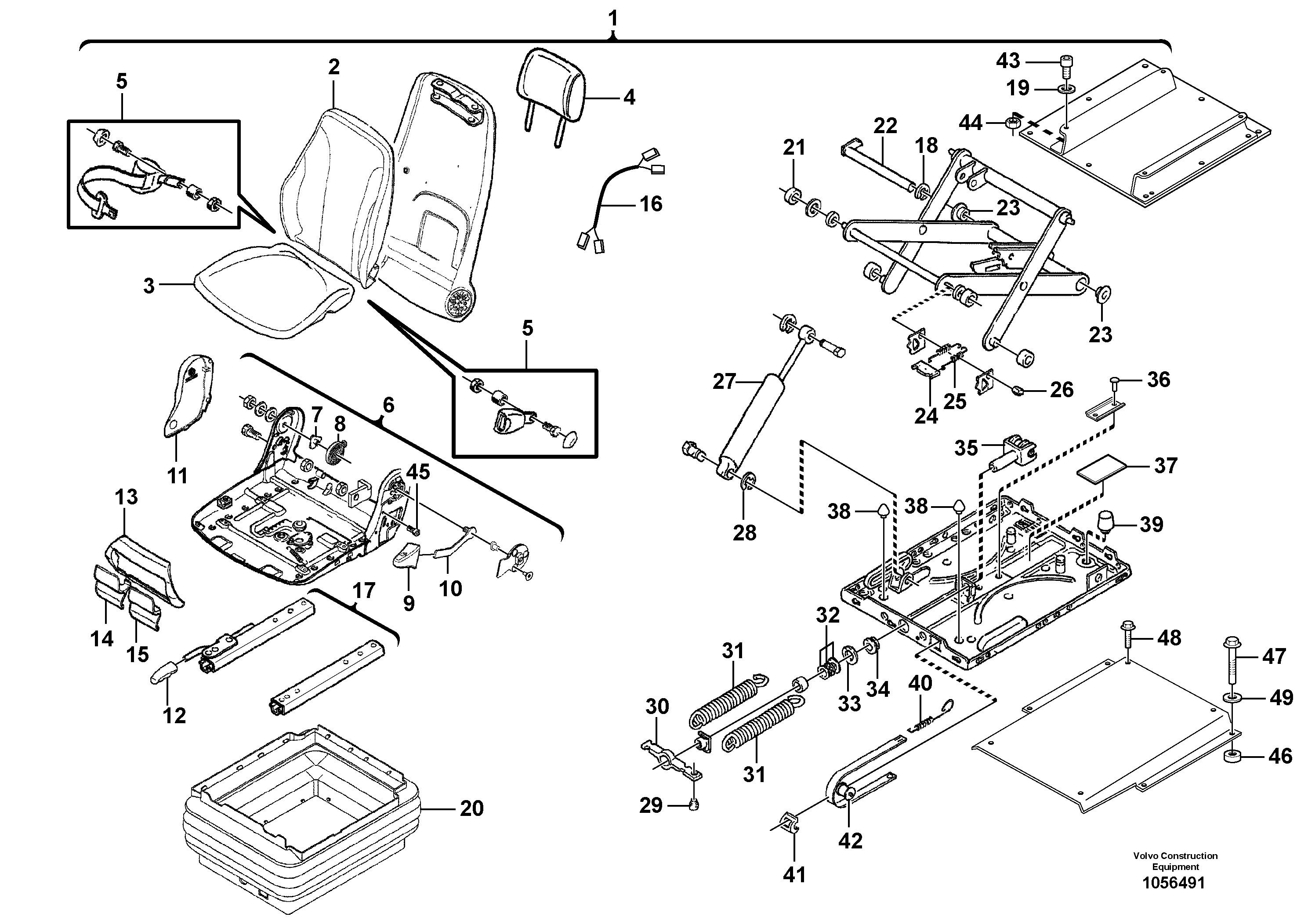 Схема запчастей Volvo L25F - 73940 Drivers seat L25F