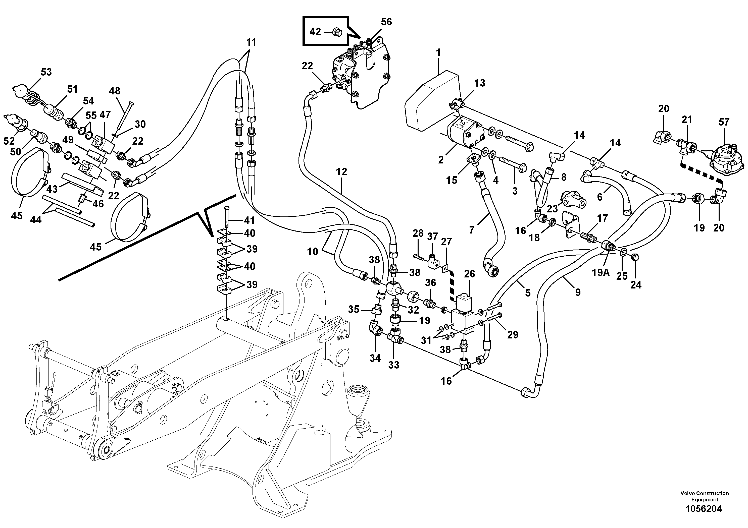 Схема запчастей Volvo L25F - 67653 Auxil. pomp with lines (Skid Steer attachment) L25F