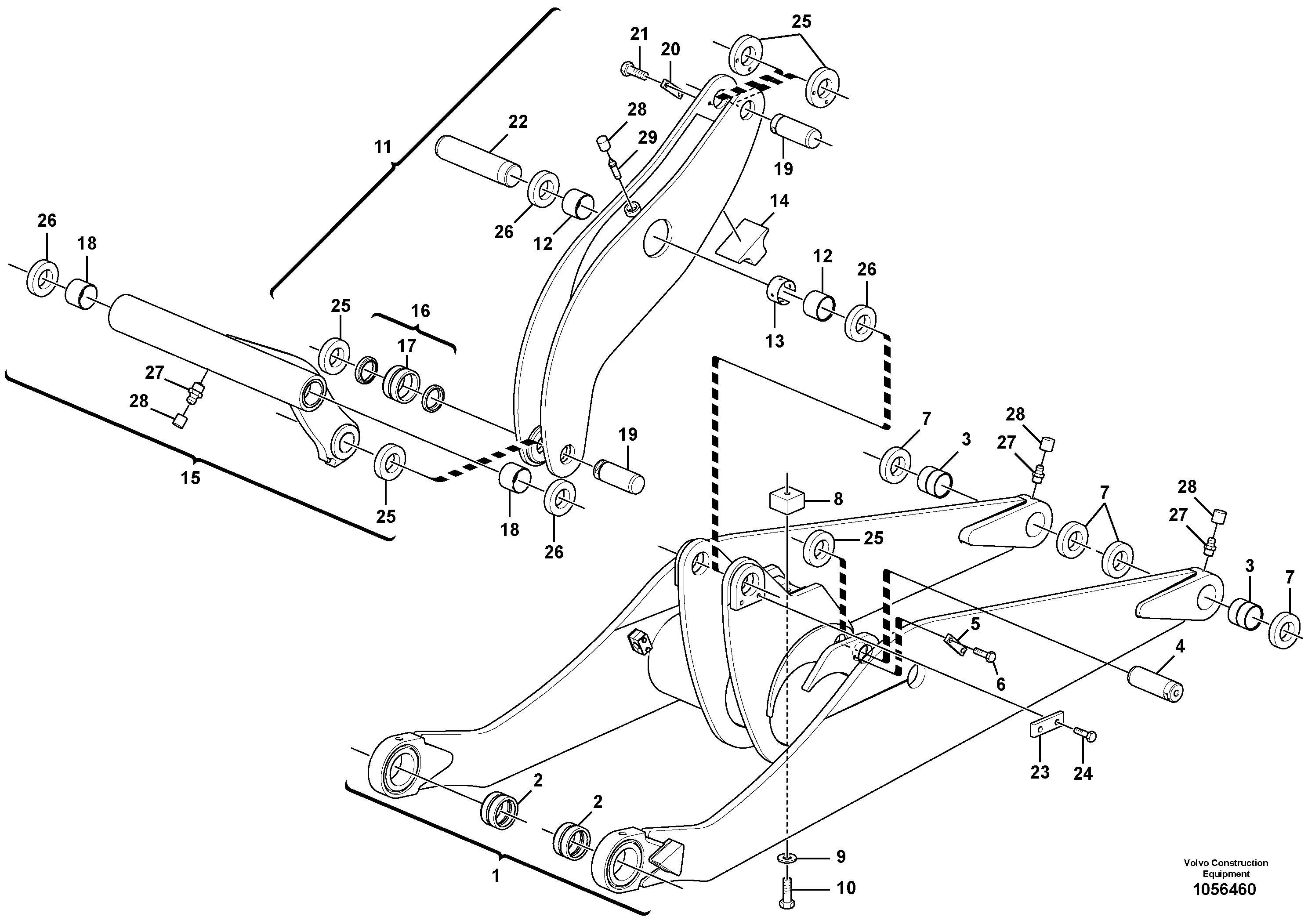 Схема запчастей Volvo L25F - 67661 Lifting framework with assembly parts L25F