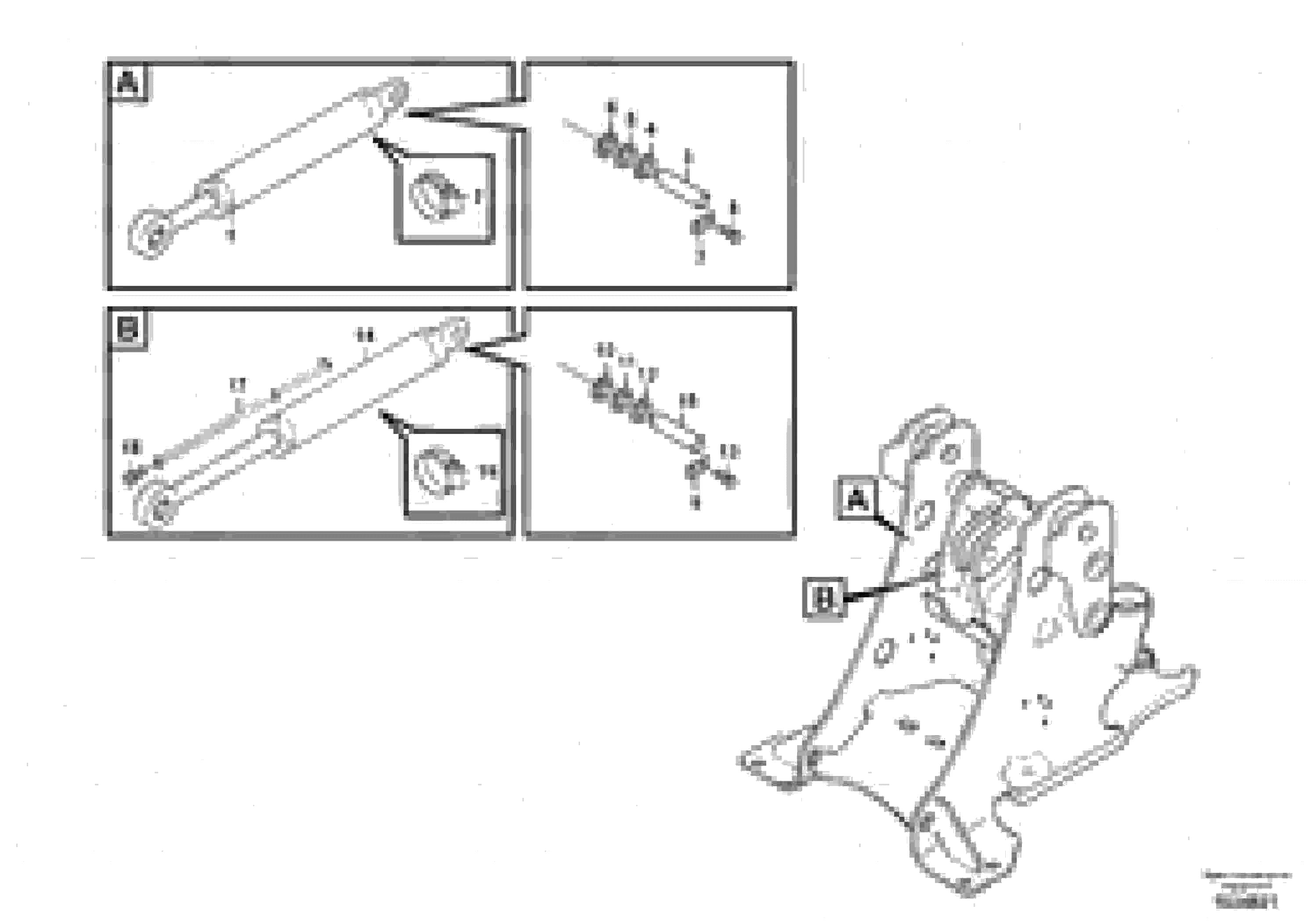 Схема запчастей Volvo L25F - 67663 Гидроцилиндр подъемный и толкающий с запасными частями L25F