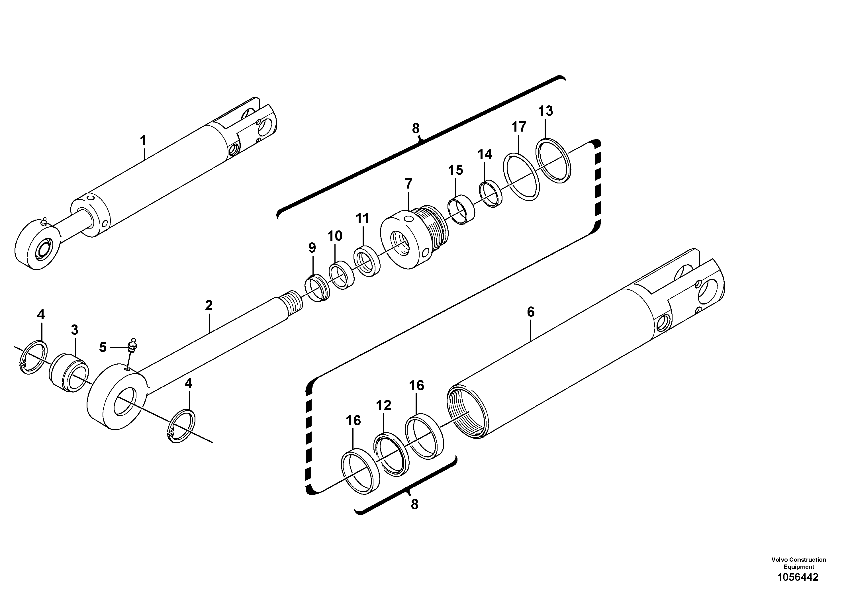 Схема запчастей Volvo L25F - 67664 Гидроцилиндр (цилиндр) подъемный L25F