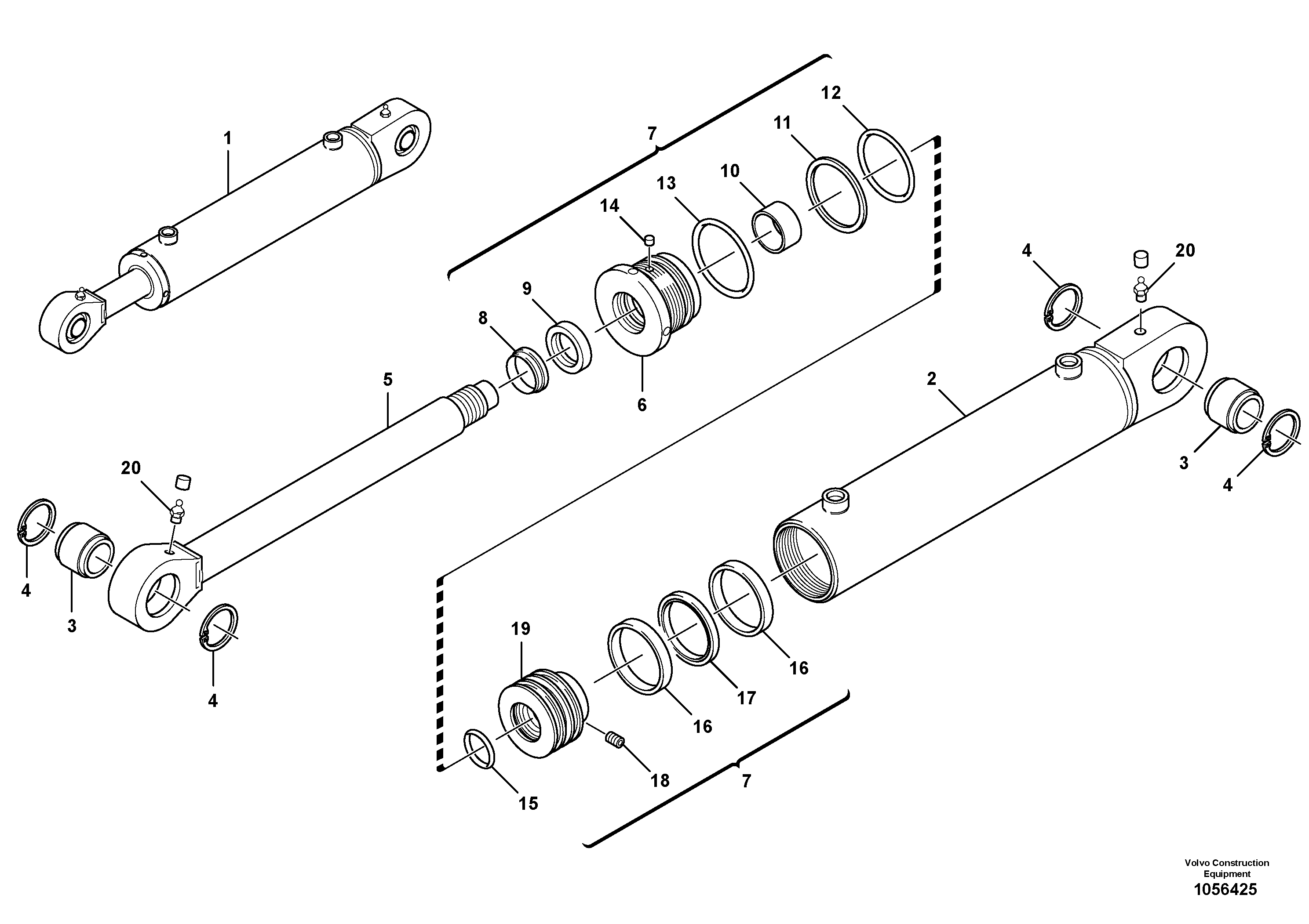 Схема запчастей Volvo L25F - 67665 Гидроцилиндр (цилиндр) подъемный L25F