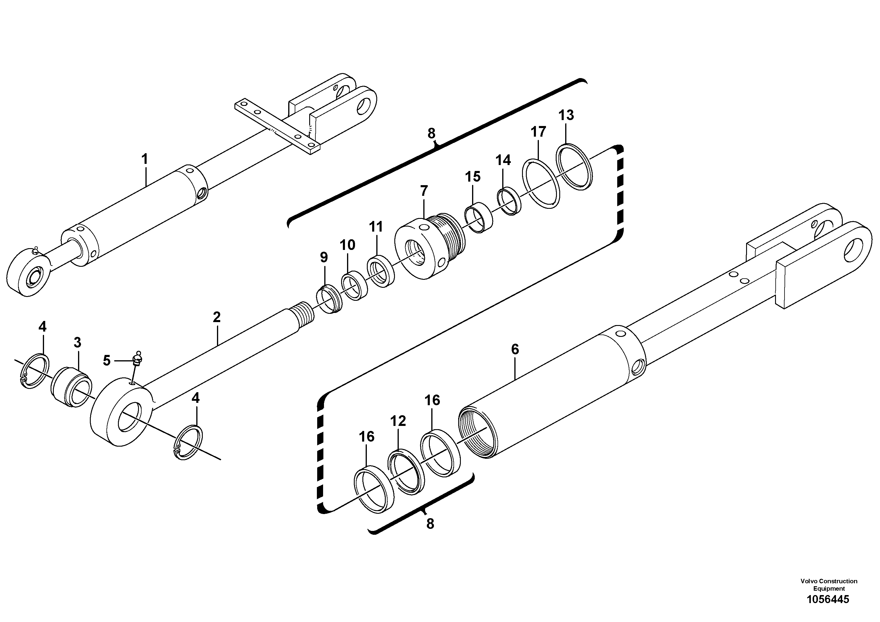 Схема запчастей Volvo L25F - 67666 Hydraulic cylinder, tilt L25F