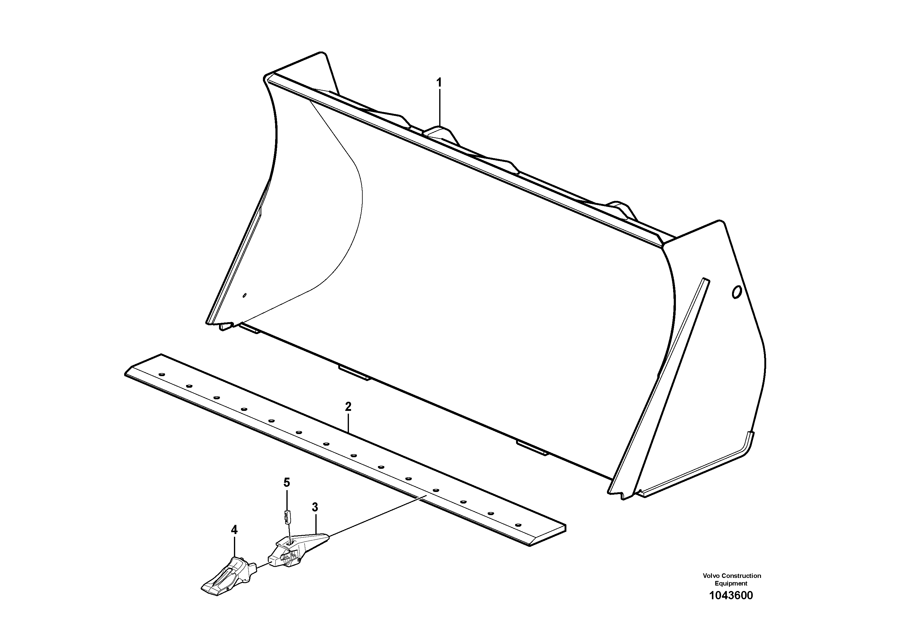 Схема запчастей Volvo L25F - 100071 Bucket, straight with teeth ATTACHMENTS ATT. COMPACT WHEEL LOADERS GEN. F