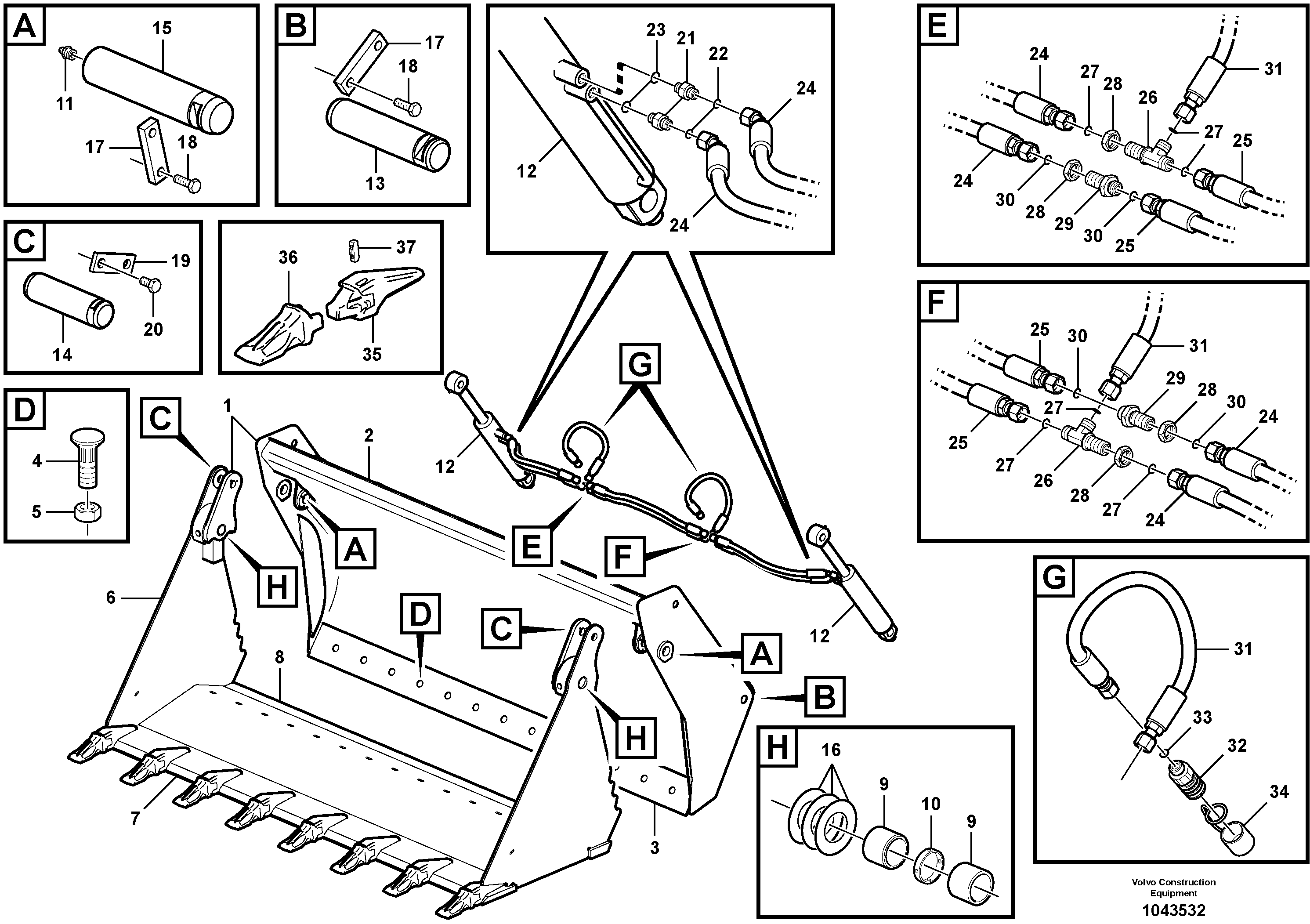 Схема запчастей Volvo L25F - 98249 Multi-purpose bucket ATTACHMENTS ATT. COMPACT WHEEL LOADERS GEN. F