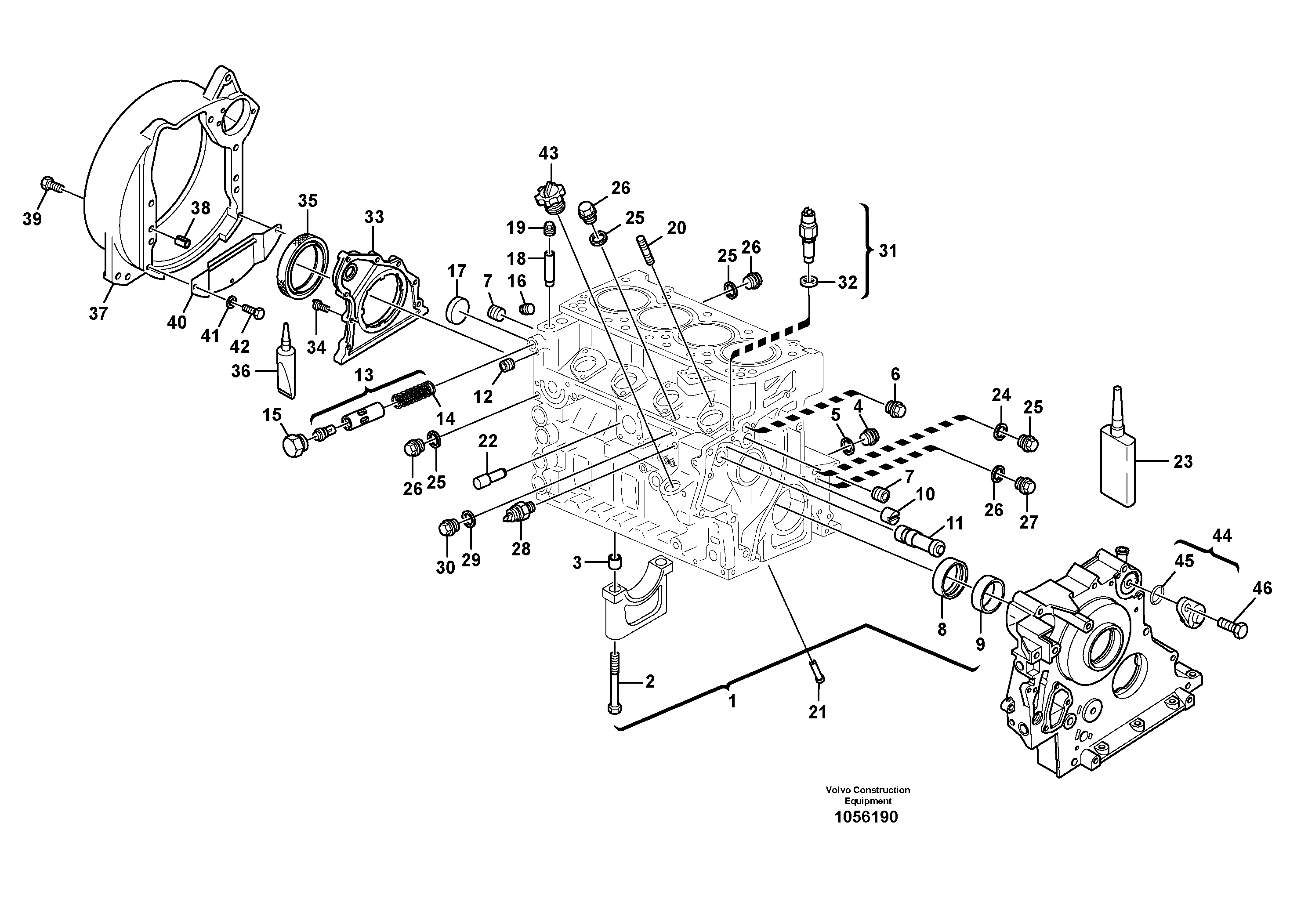 Схема запчастей Volvo L25F - 46702 Engine housing L25F