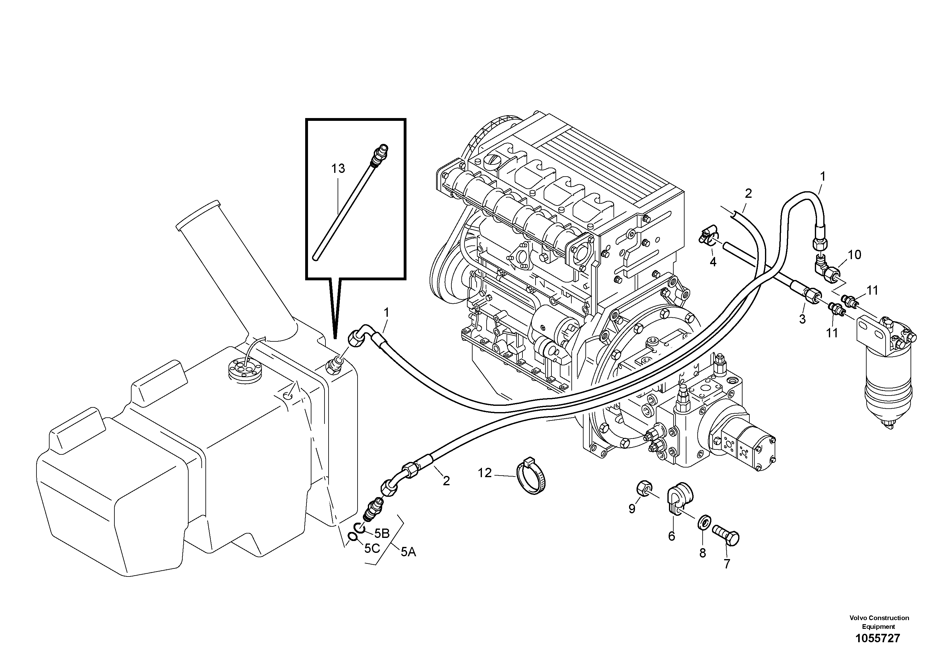 Схема запчастей Volvo L25F - 49561 Fuel pipes L25F