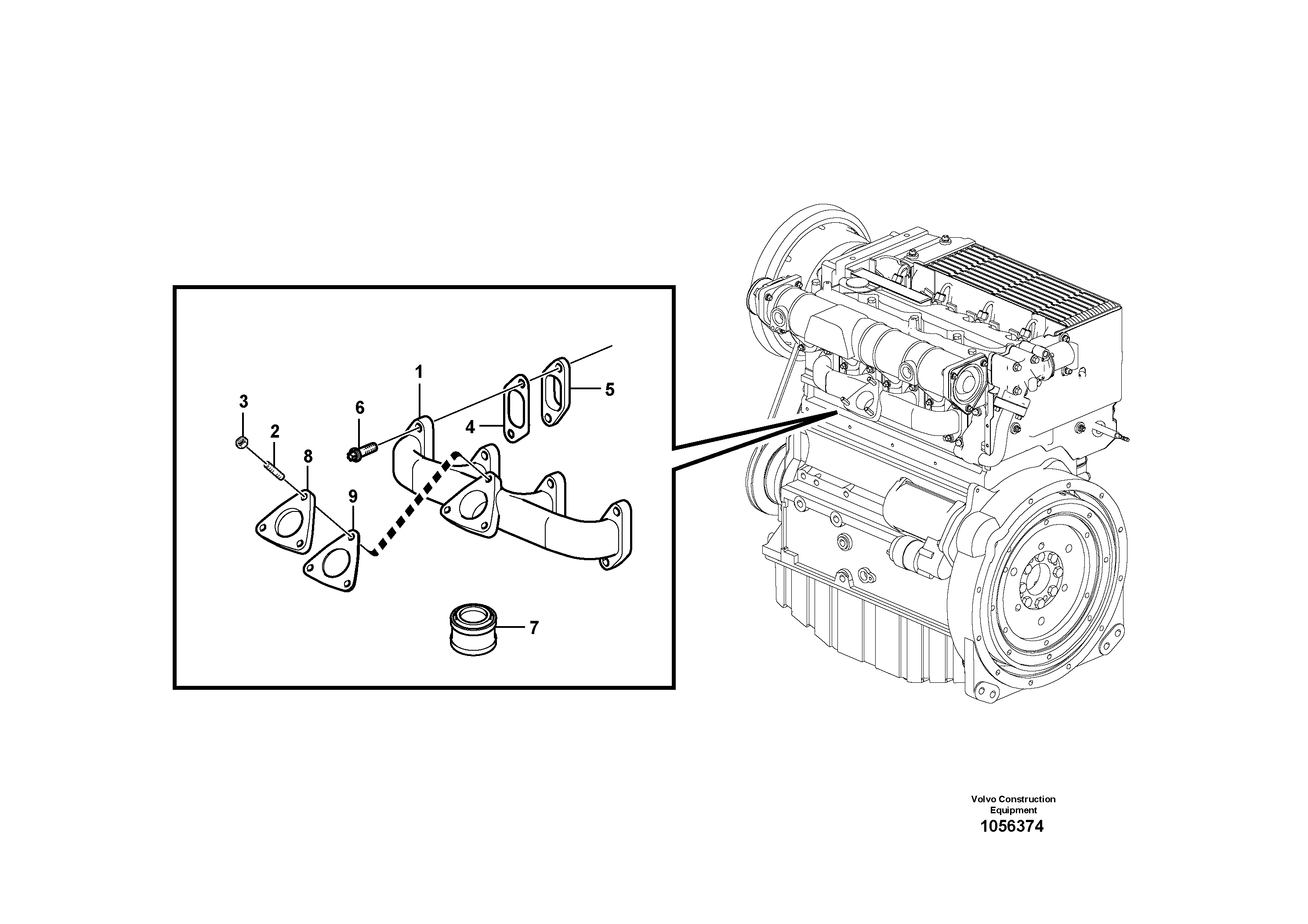 Схема запчастей Volvo L25F - 49566 Коллектор (труба) выпускной L25F
