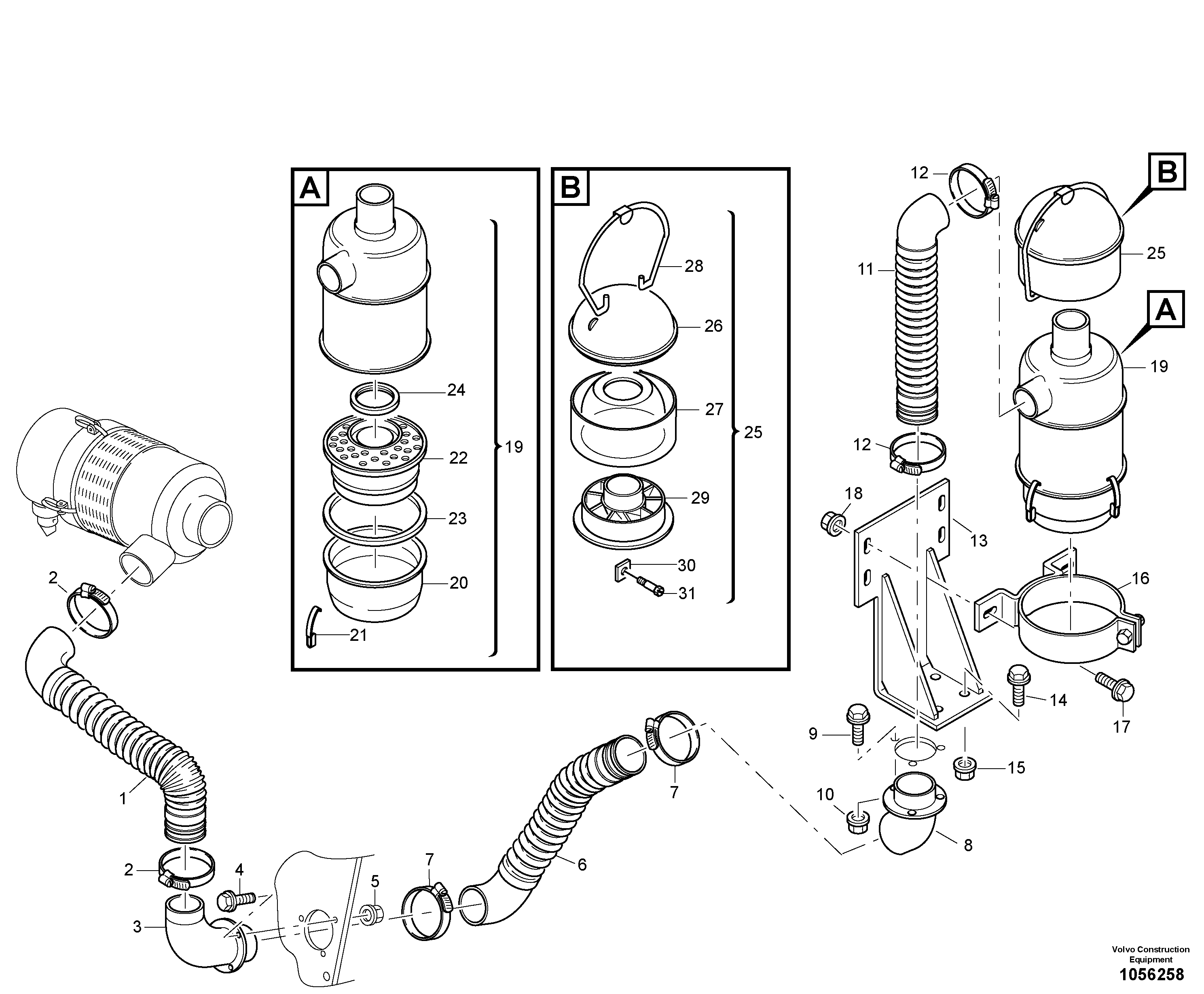 Схема запчастей Volvo L25F - 50222 Prefilter - Oil bath air filter L25F