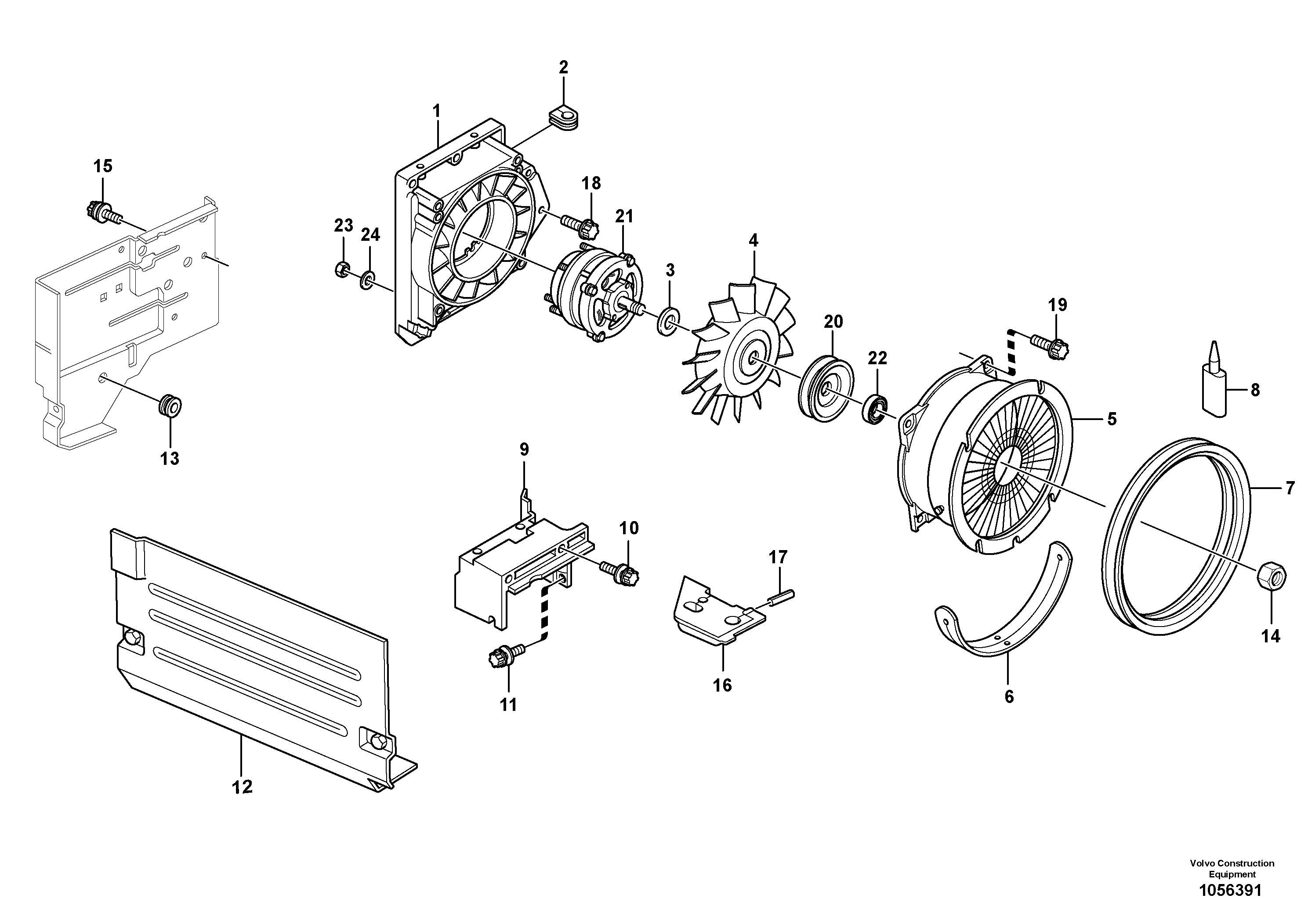 Схема запчастей Volvo L25F - 50225 Fan, Blower casing L25F
