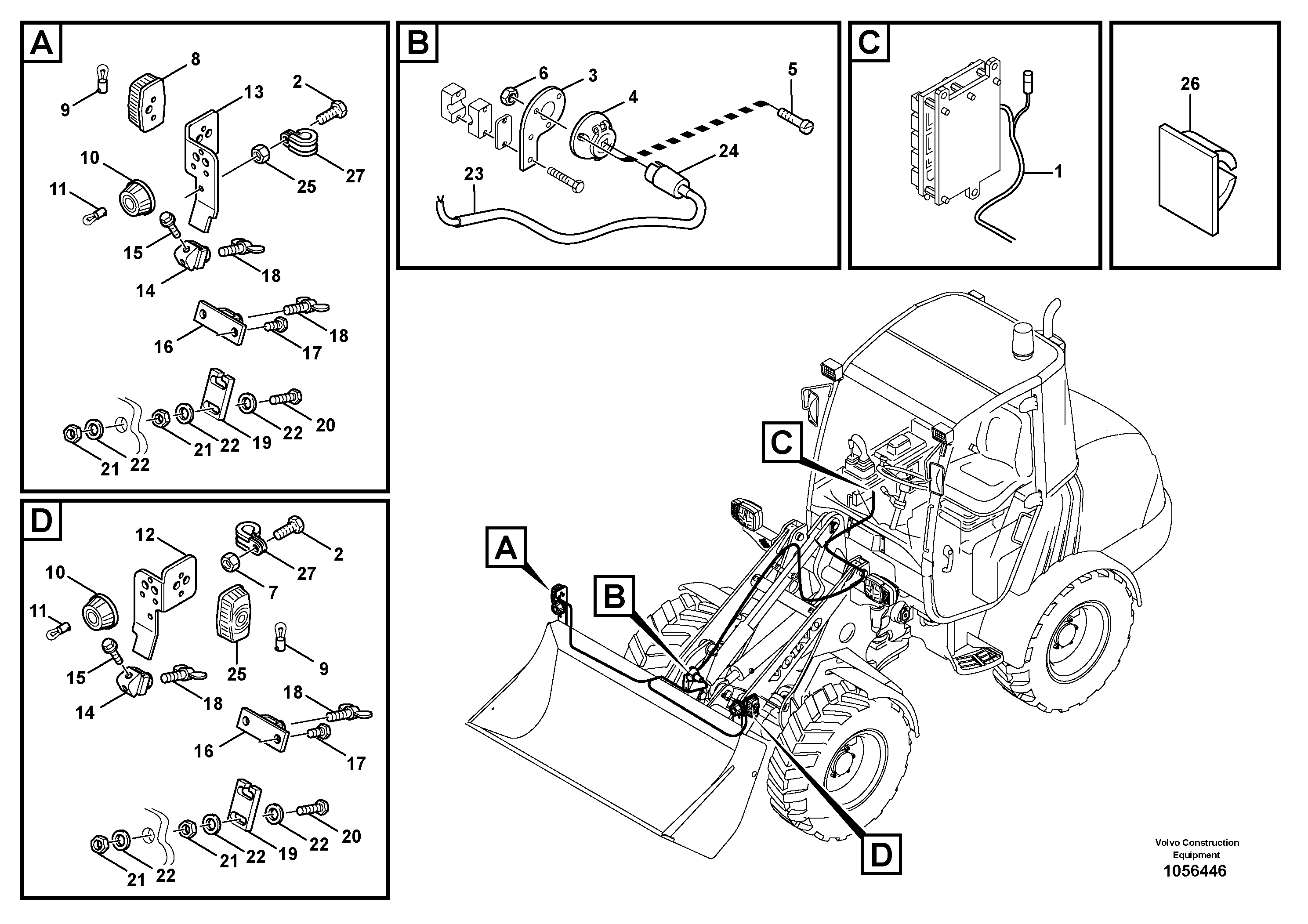 Схема запчастей Volvo L25F - 70412 Additional lighting - Swiss L25F