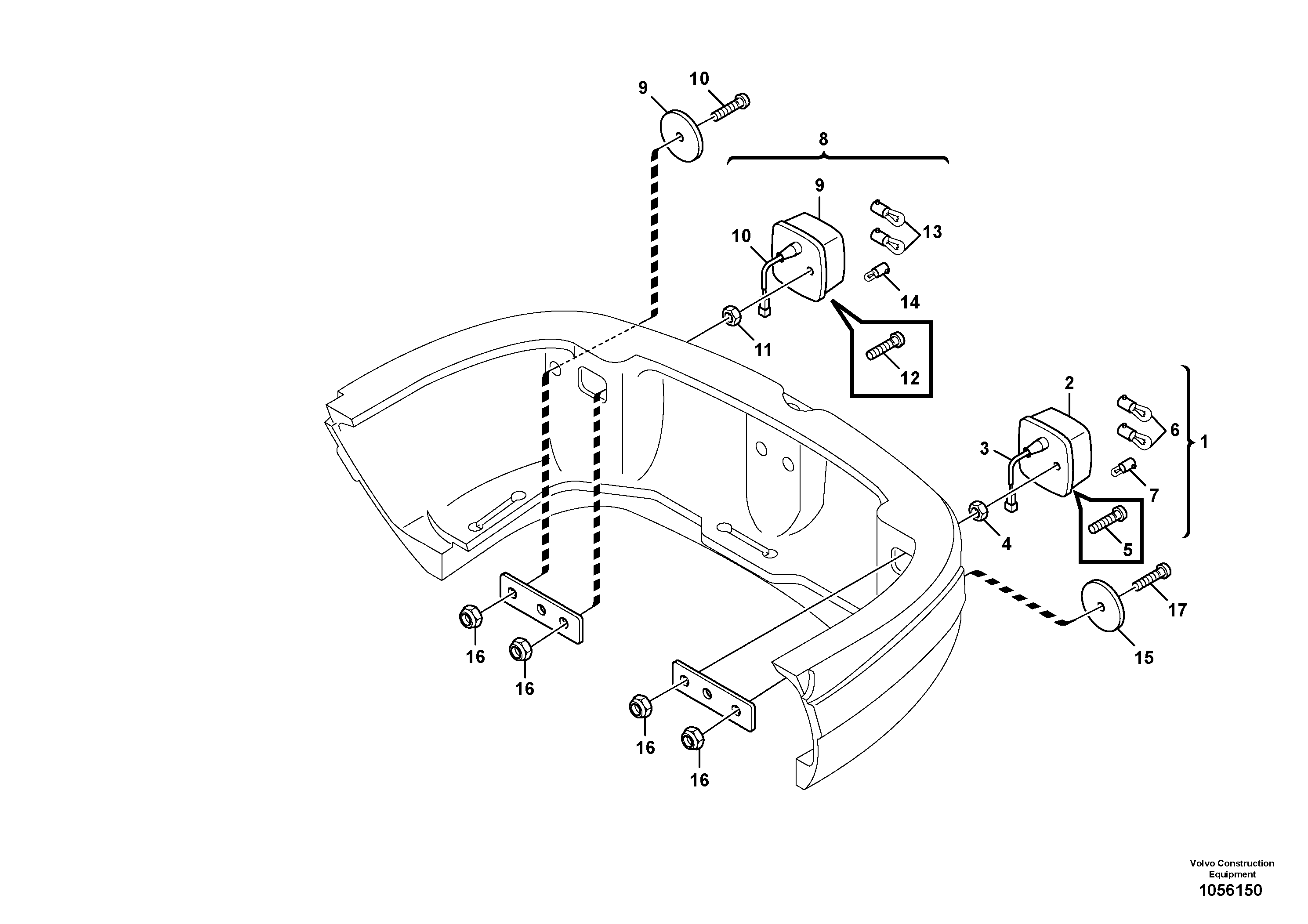 Схема запчастей Volvo L25F - 70727 Lighting, rear L25F