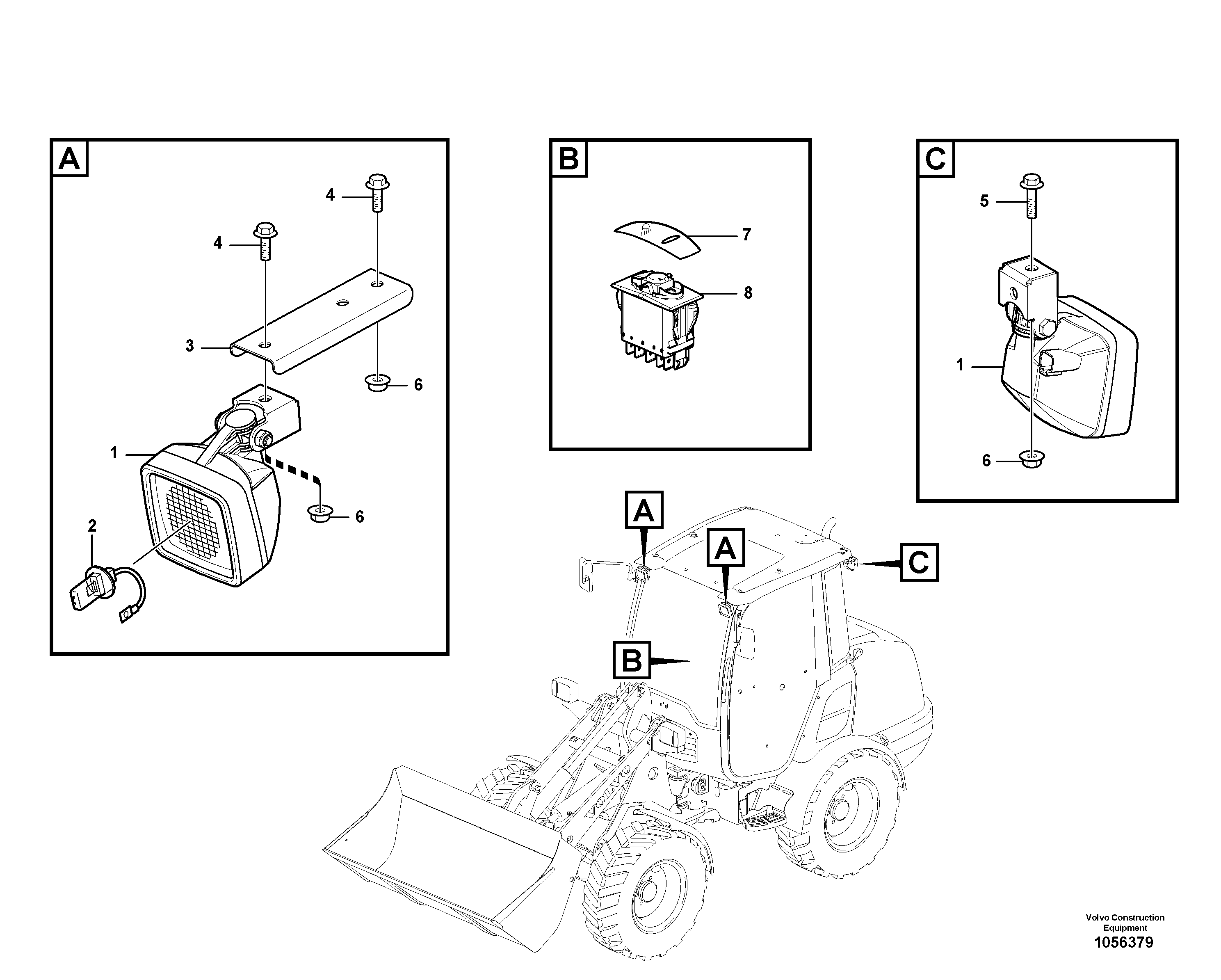 Схема запчастей Volvo L25F - 88178 Work lights L25F