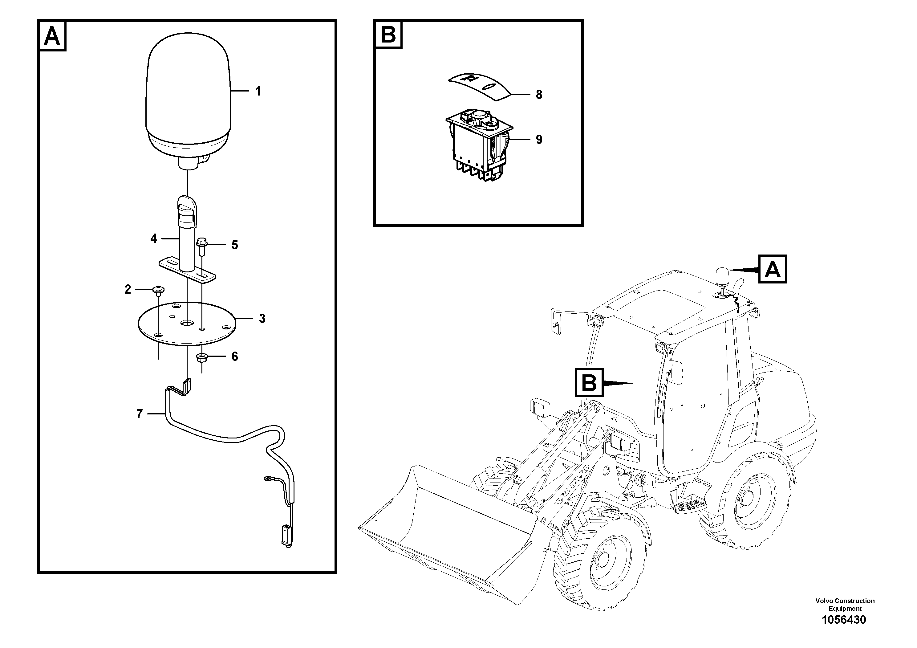Схема запчастей Volvo L25F - 90365 Rotating beacon L25F