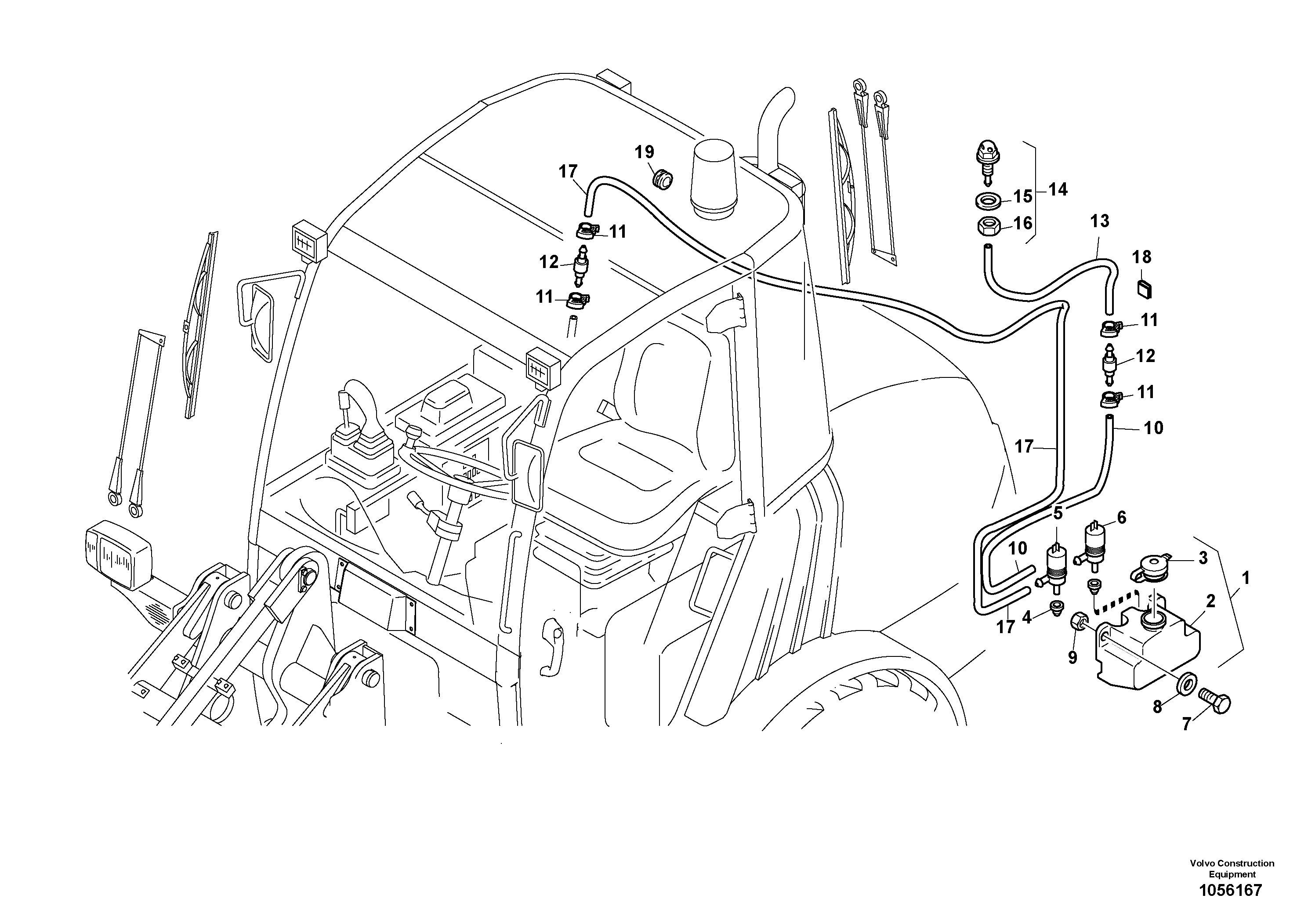 Схема запчастей Volvo L25F - 86731 Windscreen washer system L25F