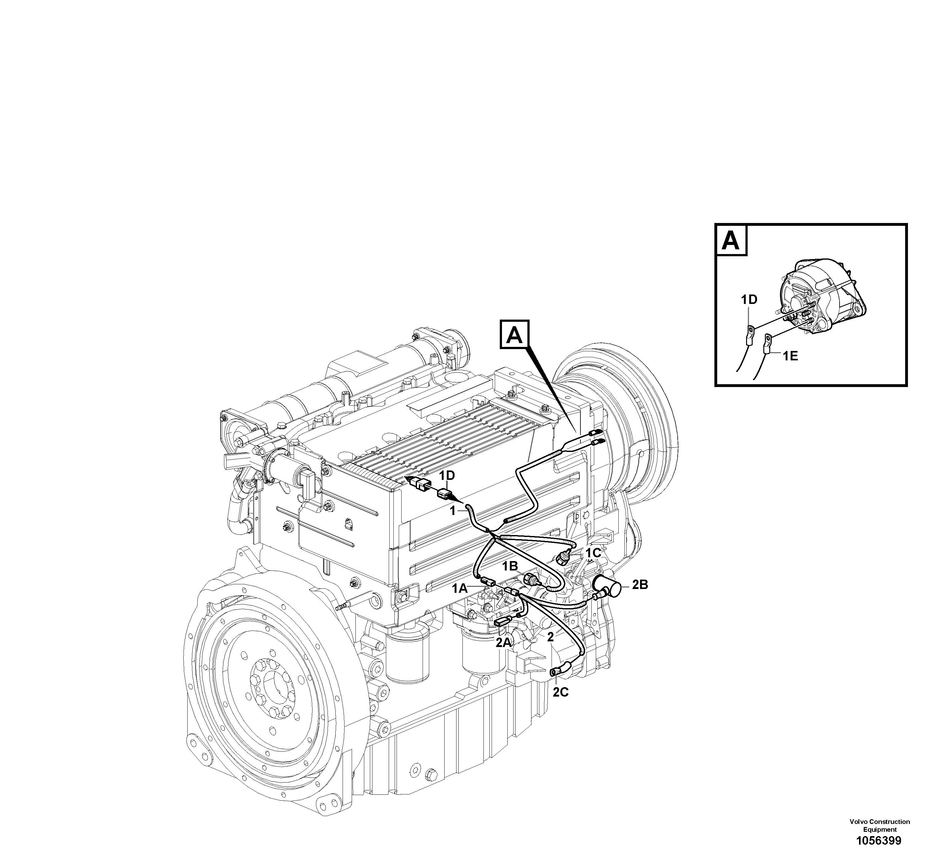 Схема запчастей Volvo L25F - 70729 Cable harness, engine L25F