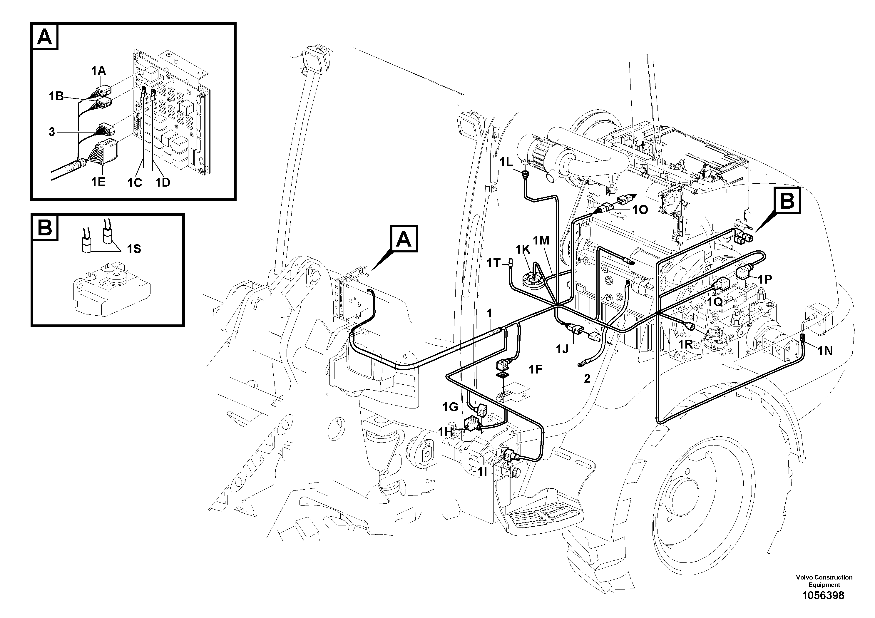 Схема запчастей Volvo L25F - 70731 Cable harness, rear L25F
