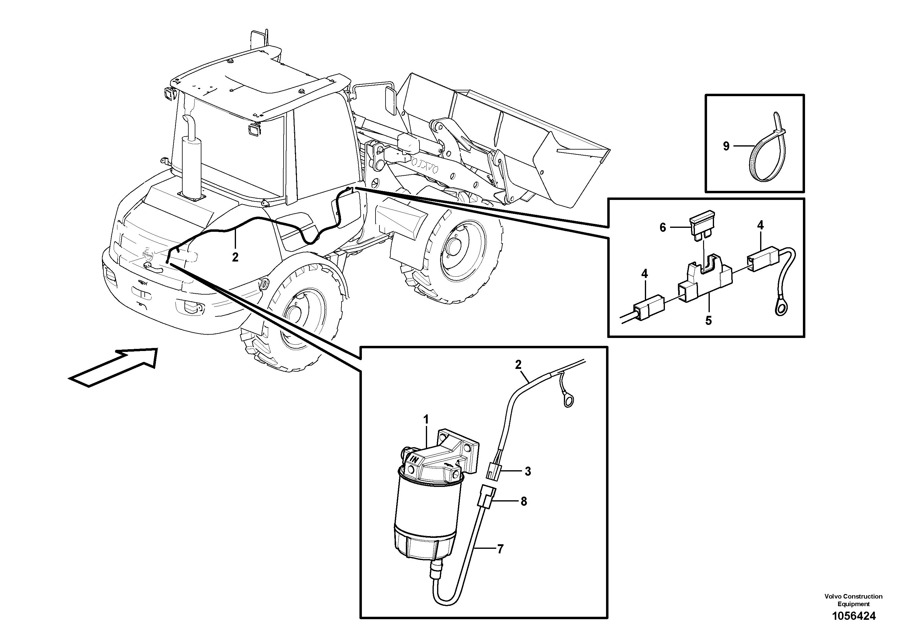 Схема запчастей Volvo L25F - 70736 Cable harness to fuel heater L25F