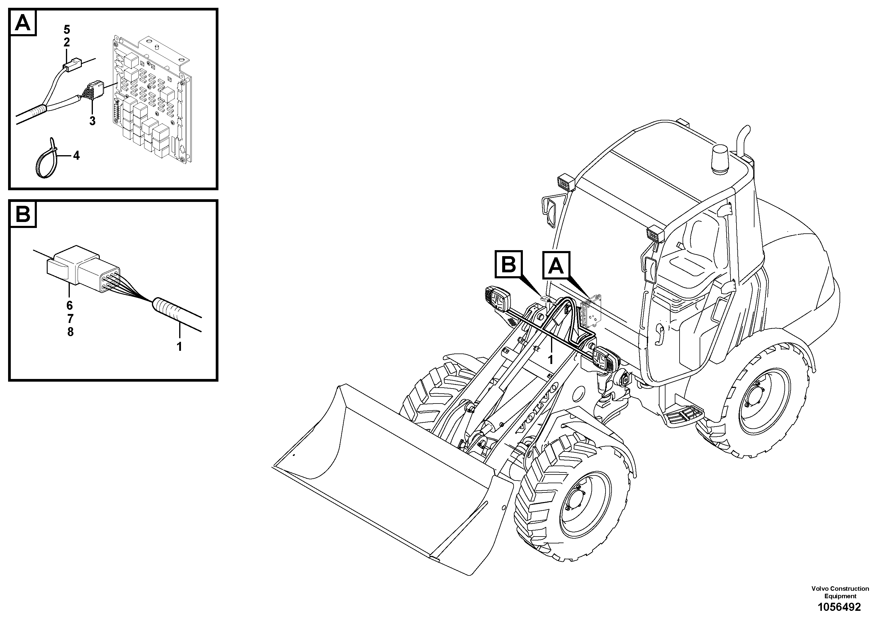Схема запчастей Volvo L25F - 76490 Cable harness, front L25F