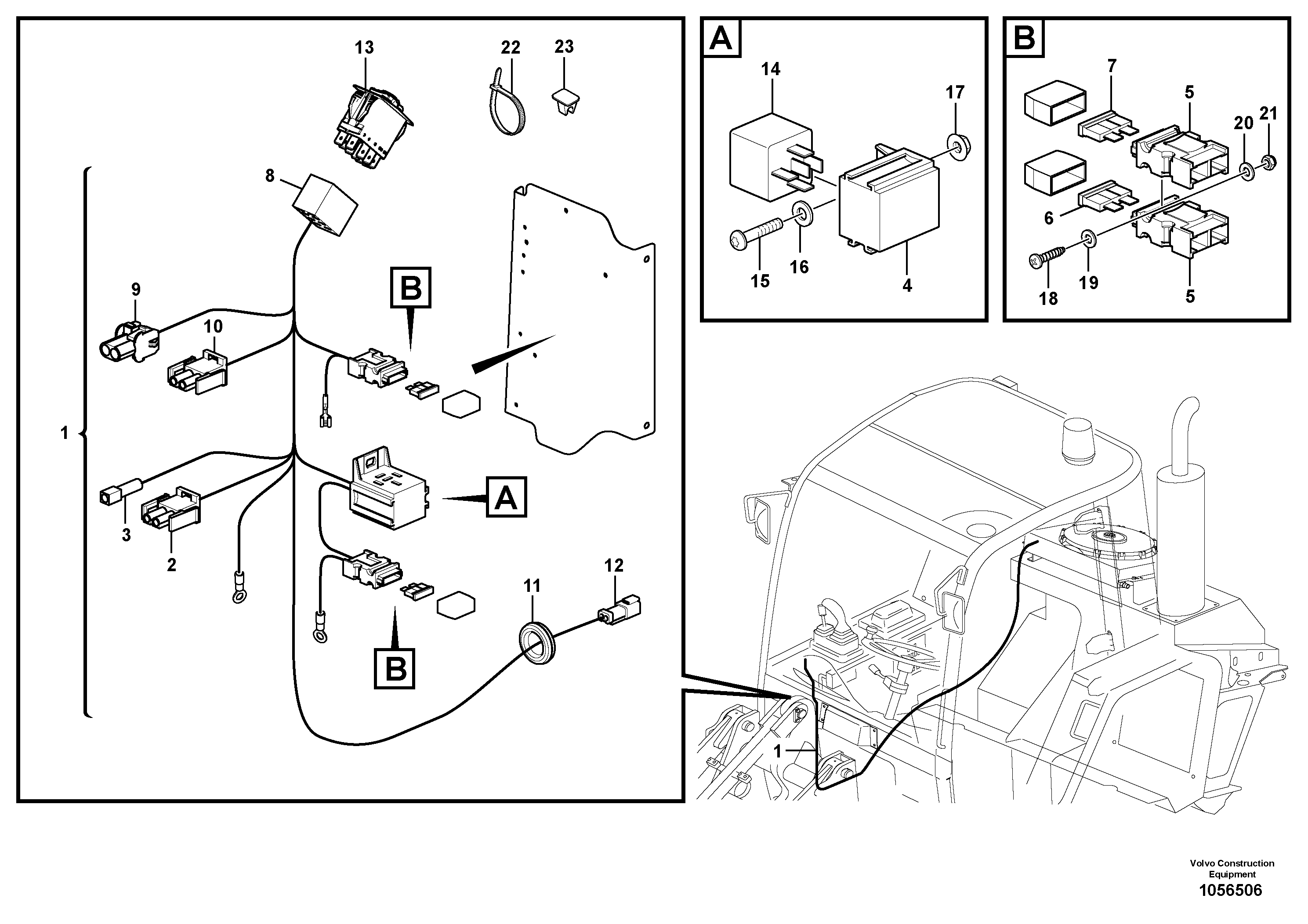 Схема запчастей Volvo L25F - 91991 Cable harness, air conditioning L25F