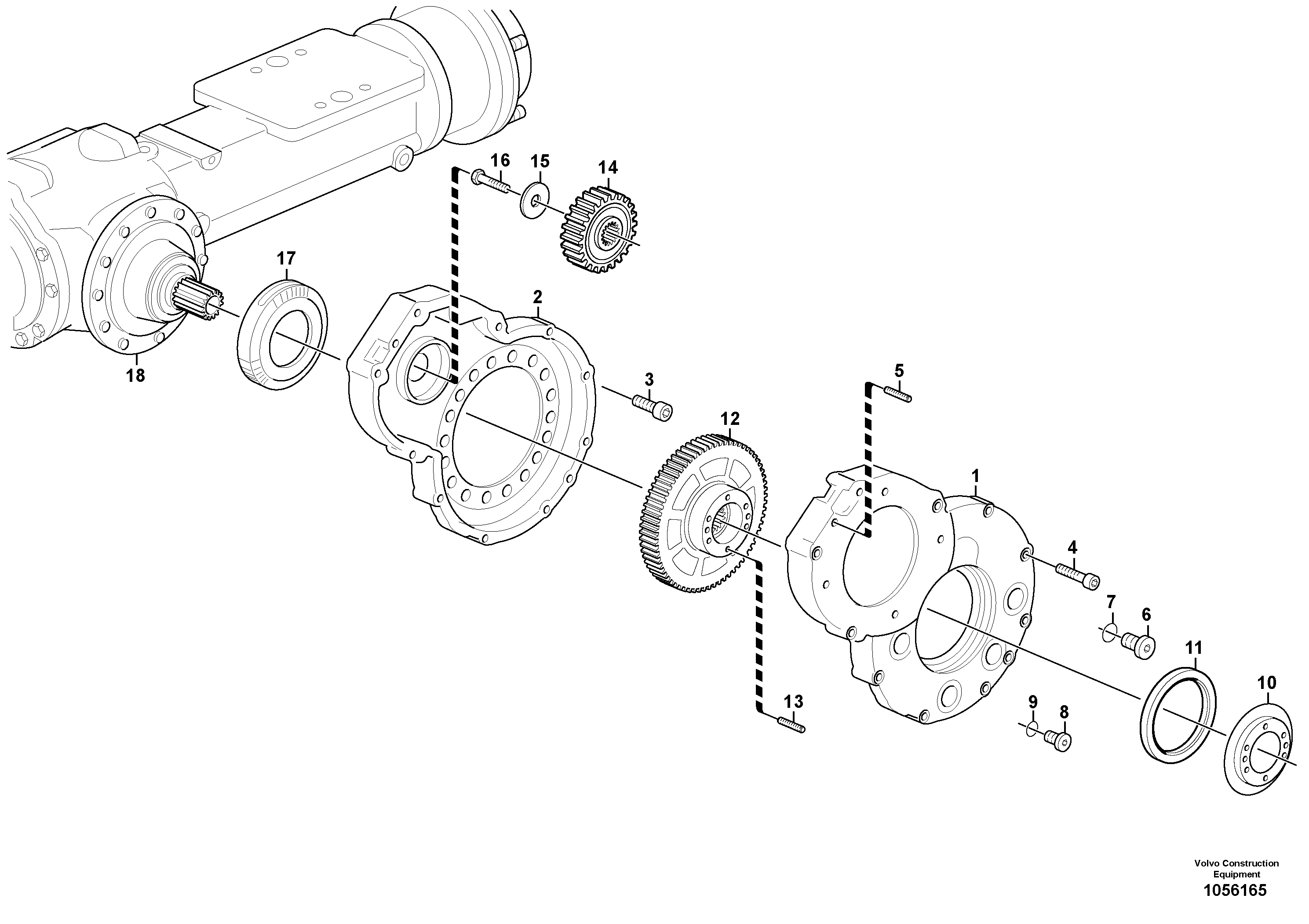 Схема запчастей Volvo L25F - 40628 Transfer gear box L25F