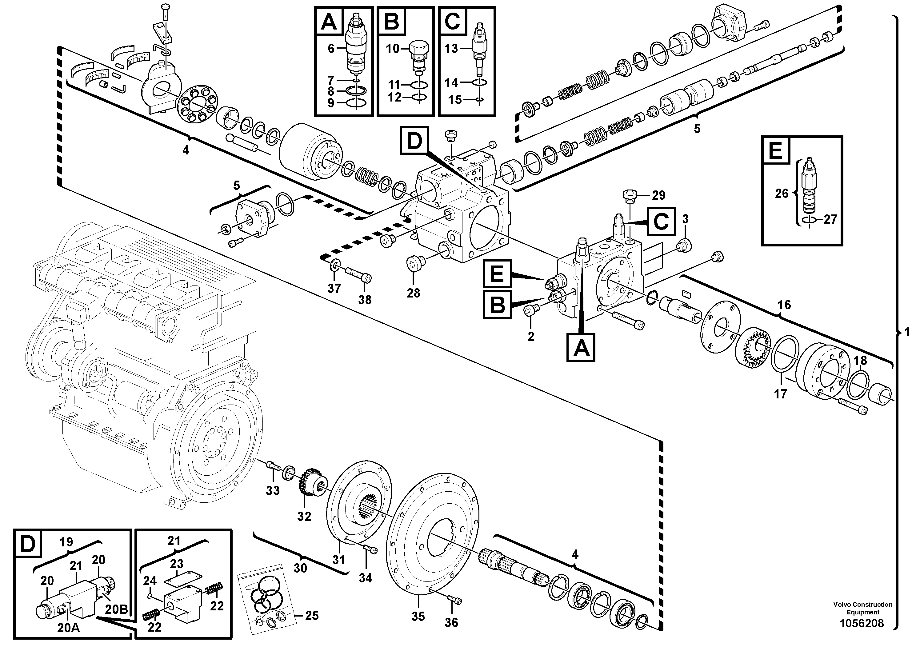 Схема запчастей Volvo L25F - 39266 Variable displacement pump L25F