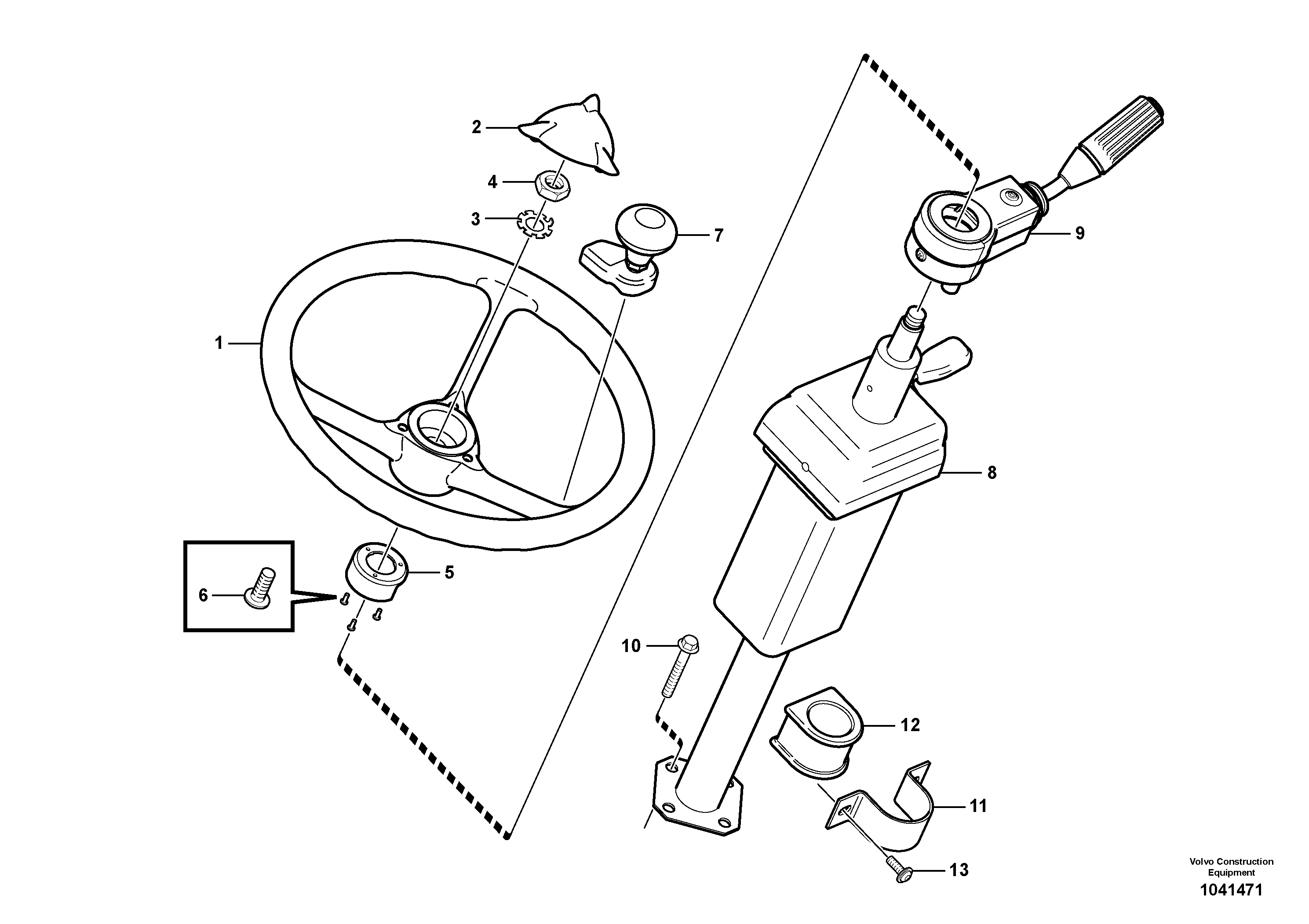 Схема запчастей Volvo L25F - 85756 Steering wheel and column L25F