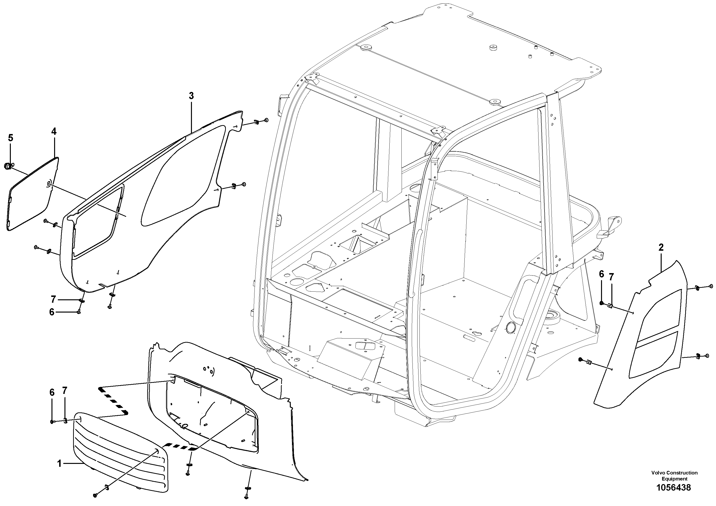 Схема запчастей Volvo L25F - 73344 Cab frame L25F