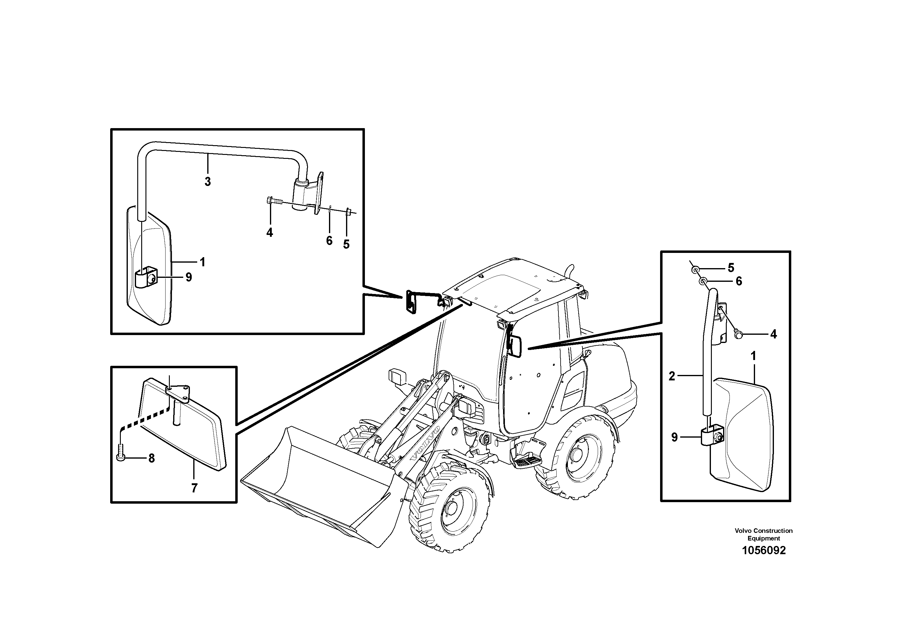 Схема запчастей Volvo L25F - 89446 Rear view mirror L25F