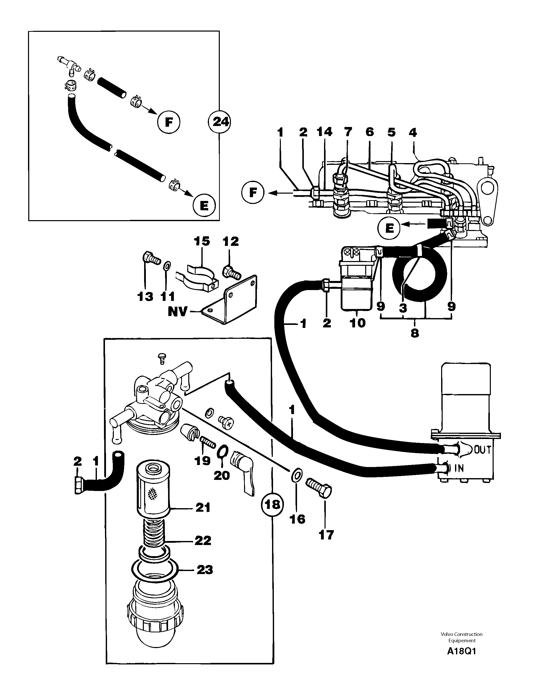 Схема запчастей Volvo EC14 TYPE 246, 271 - 25347 Fuel circuit 