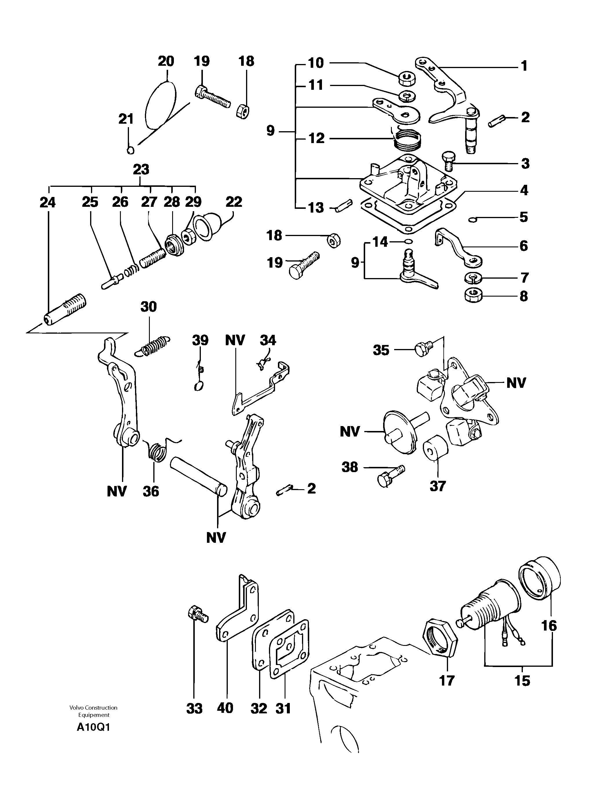 Схема запчастей Volvo EC14 TYPE 246, 271 - 104418 Engine injection pump control 