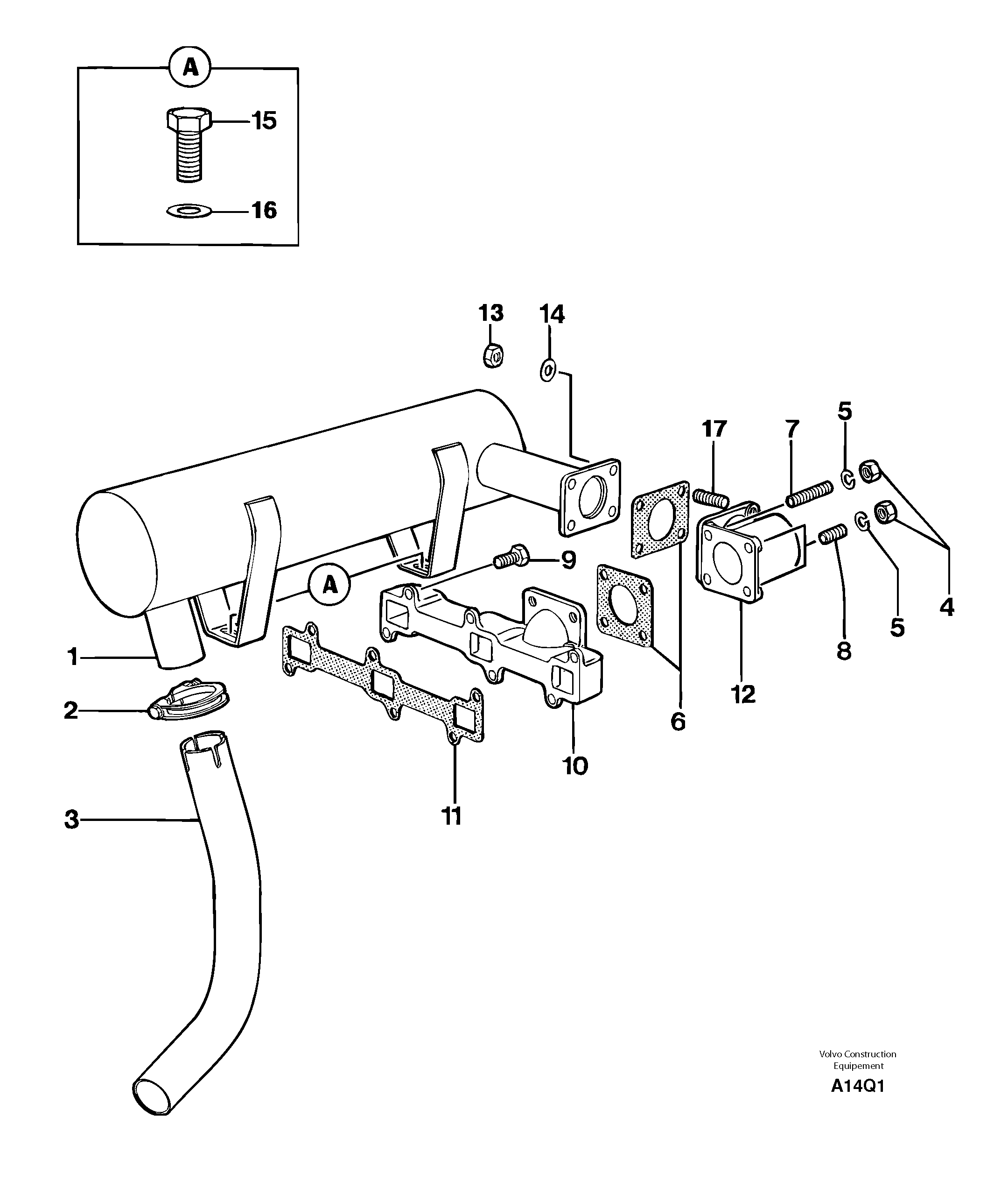 Схема запчастей Volvo EC14 TYPE 246, 271 - 25351 Exhaust manifold / muffler 